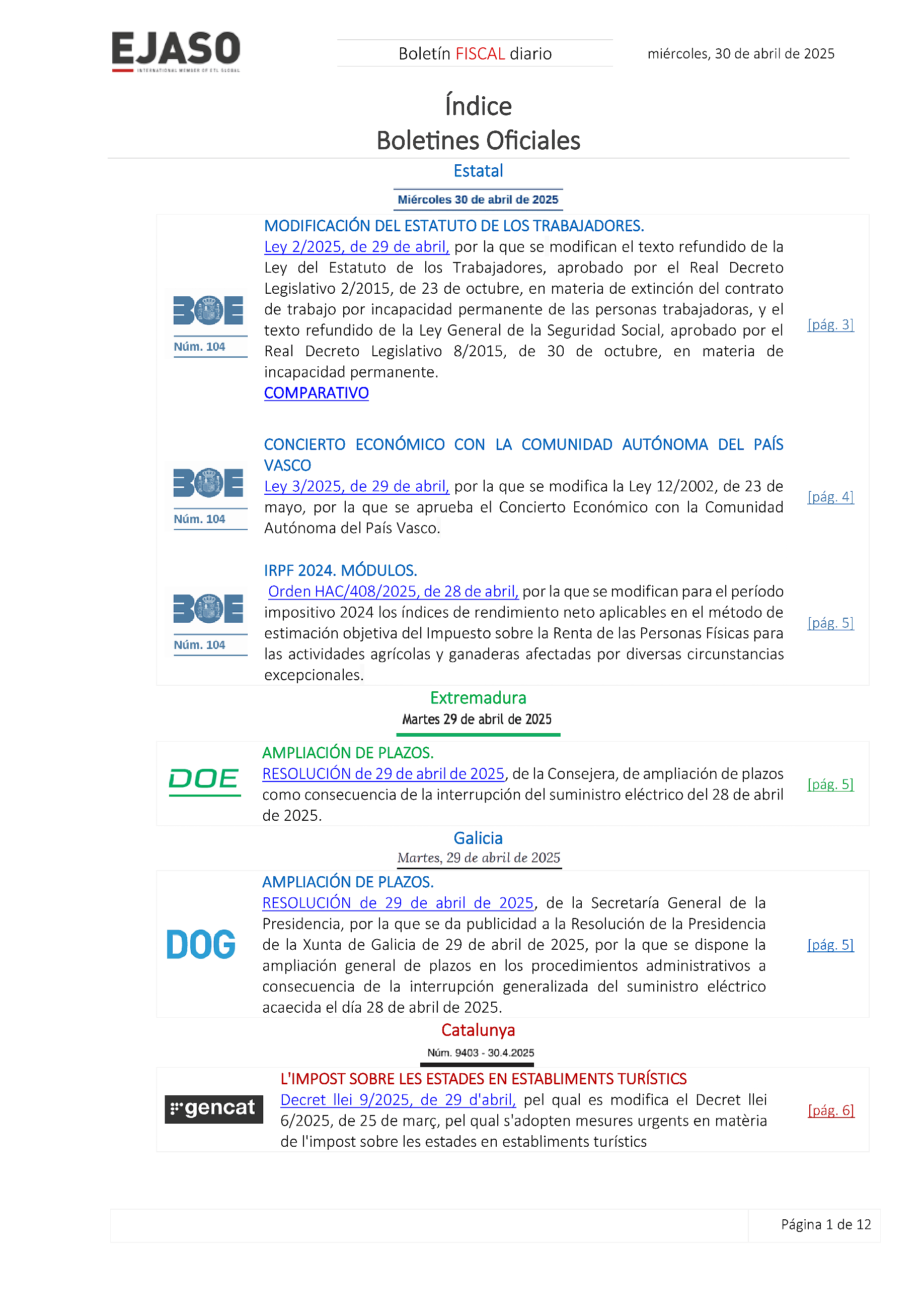 Boletín fiscal 30/04/2025