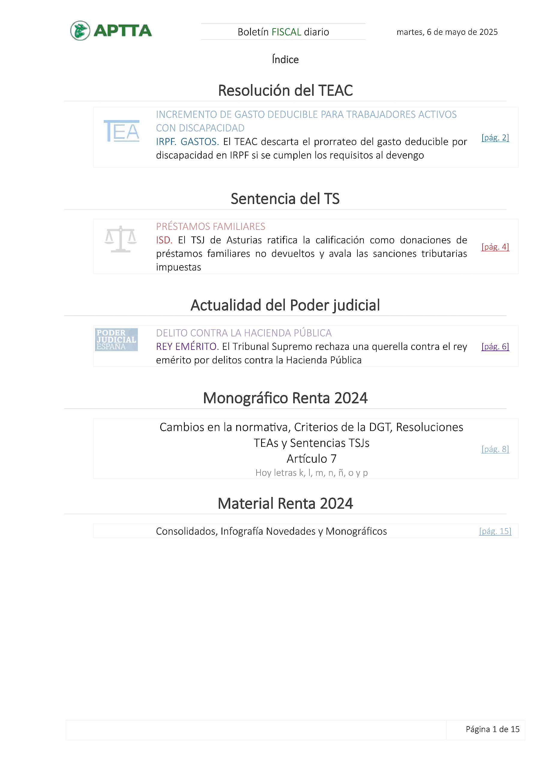 Boletín fiscal 06/05/2025