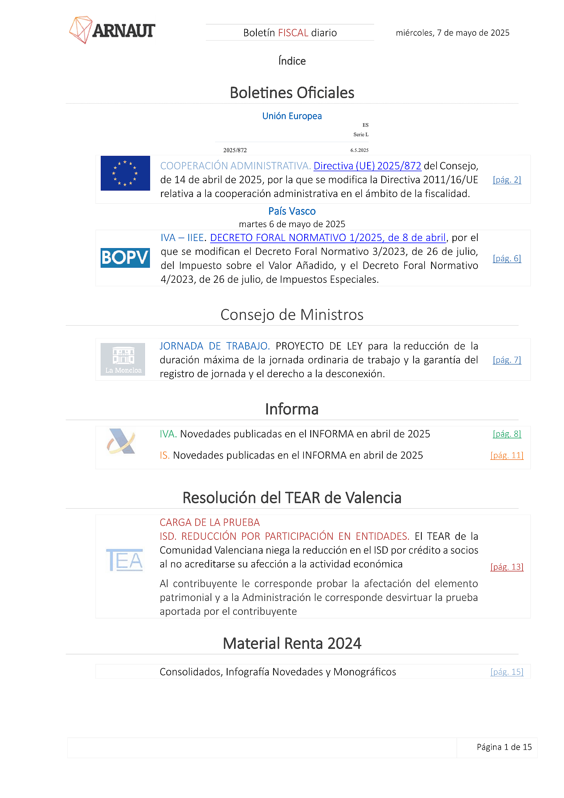 Boletín fiscal 07/05/2025