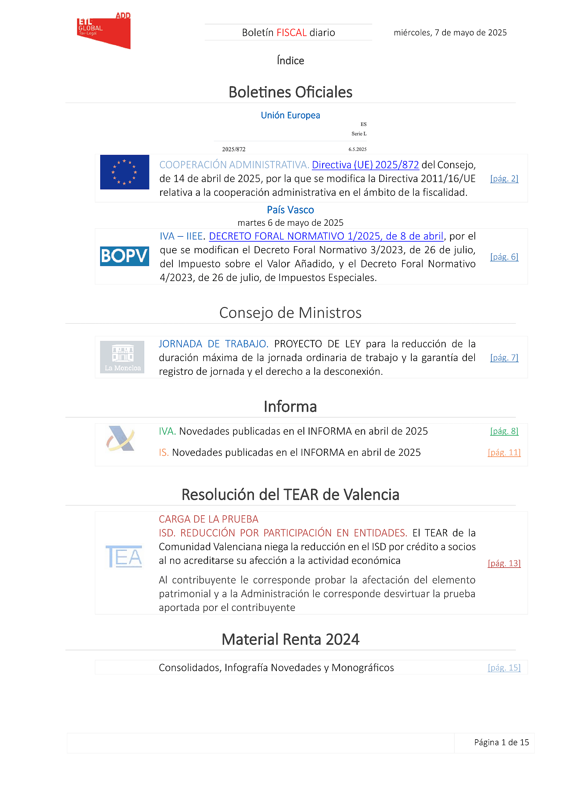 Boletín fiscal 07/05/2025