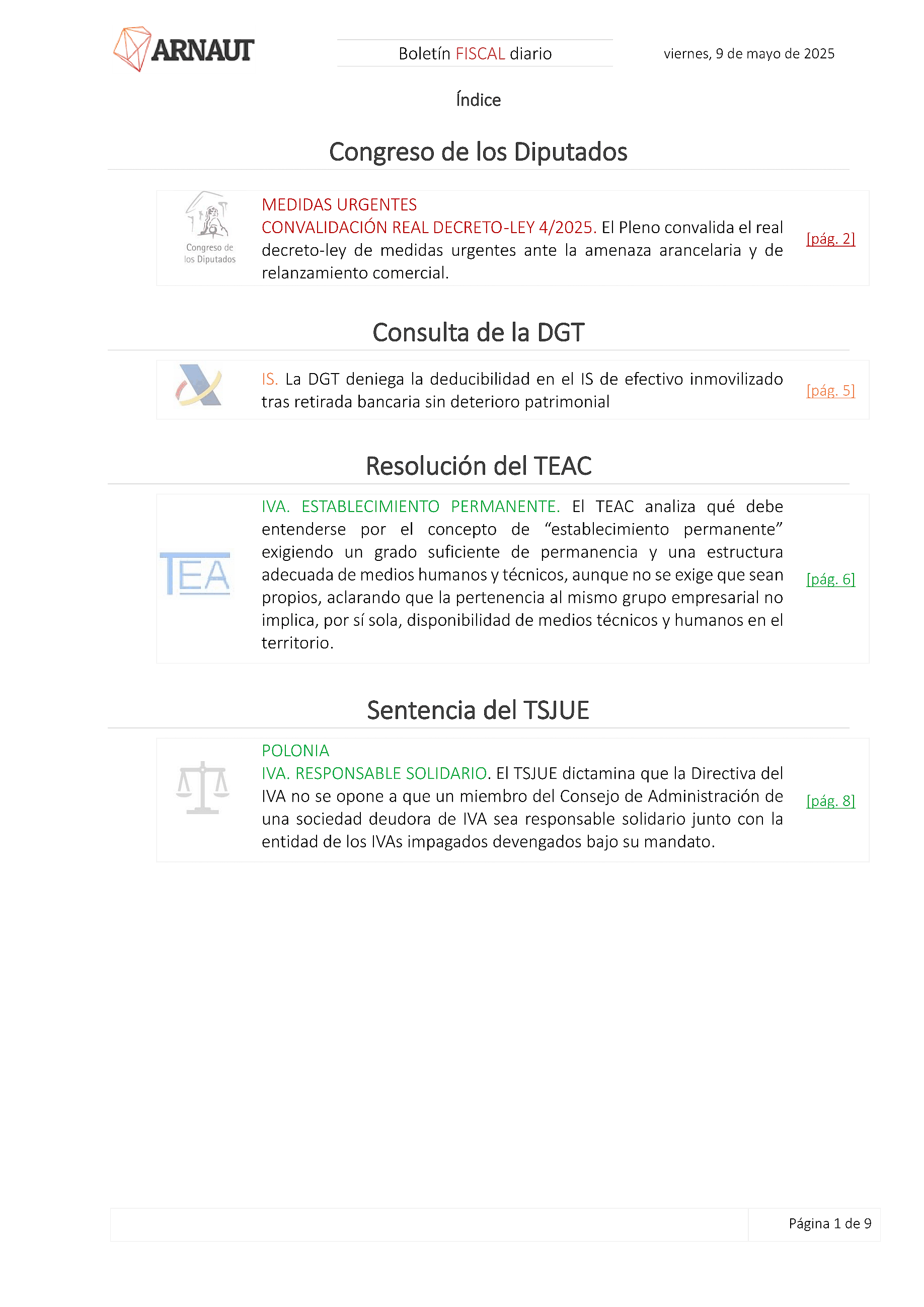 Boletín fiscal 09/05/2025