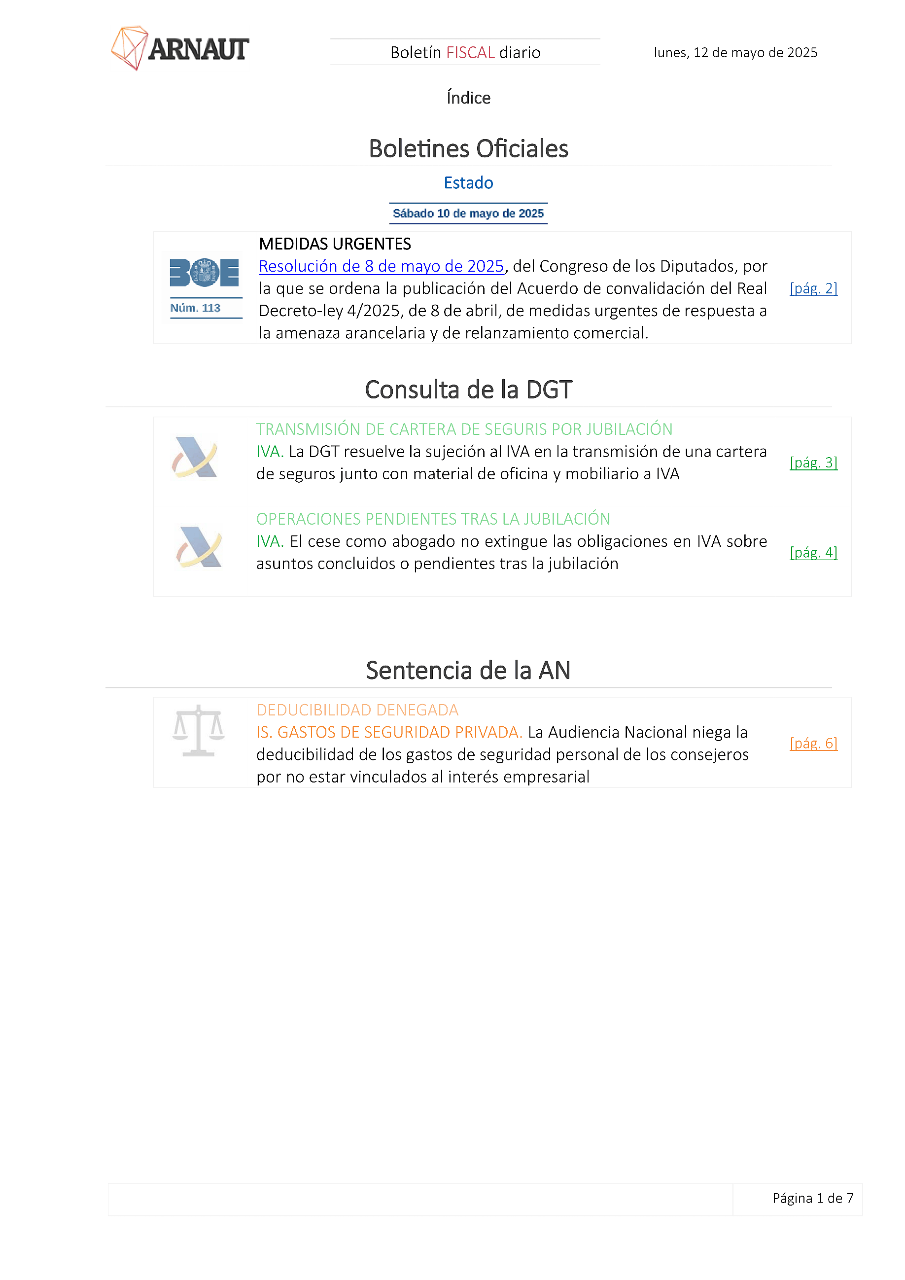 Boletín fiscal 12/05/2025
