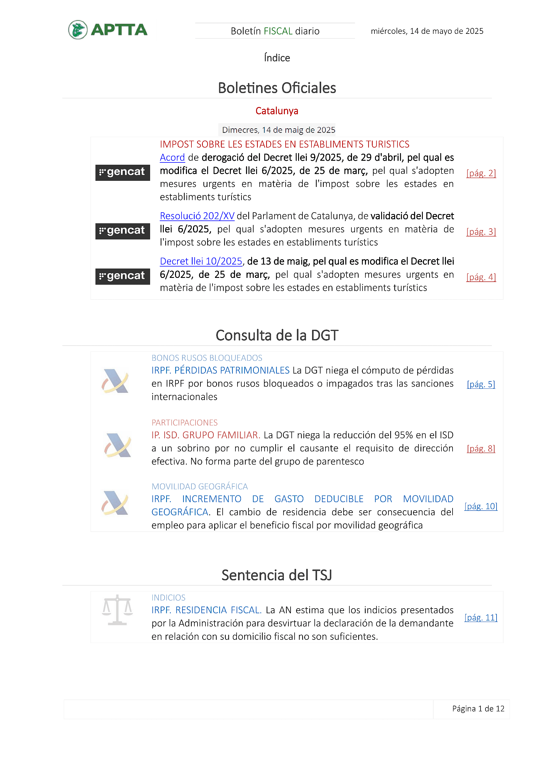 Boletín fiscal 14/05/2025