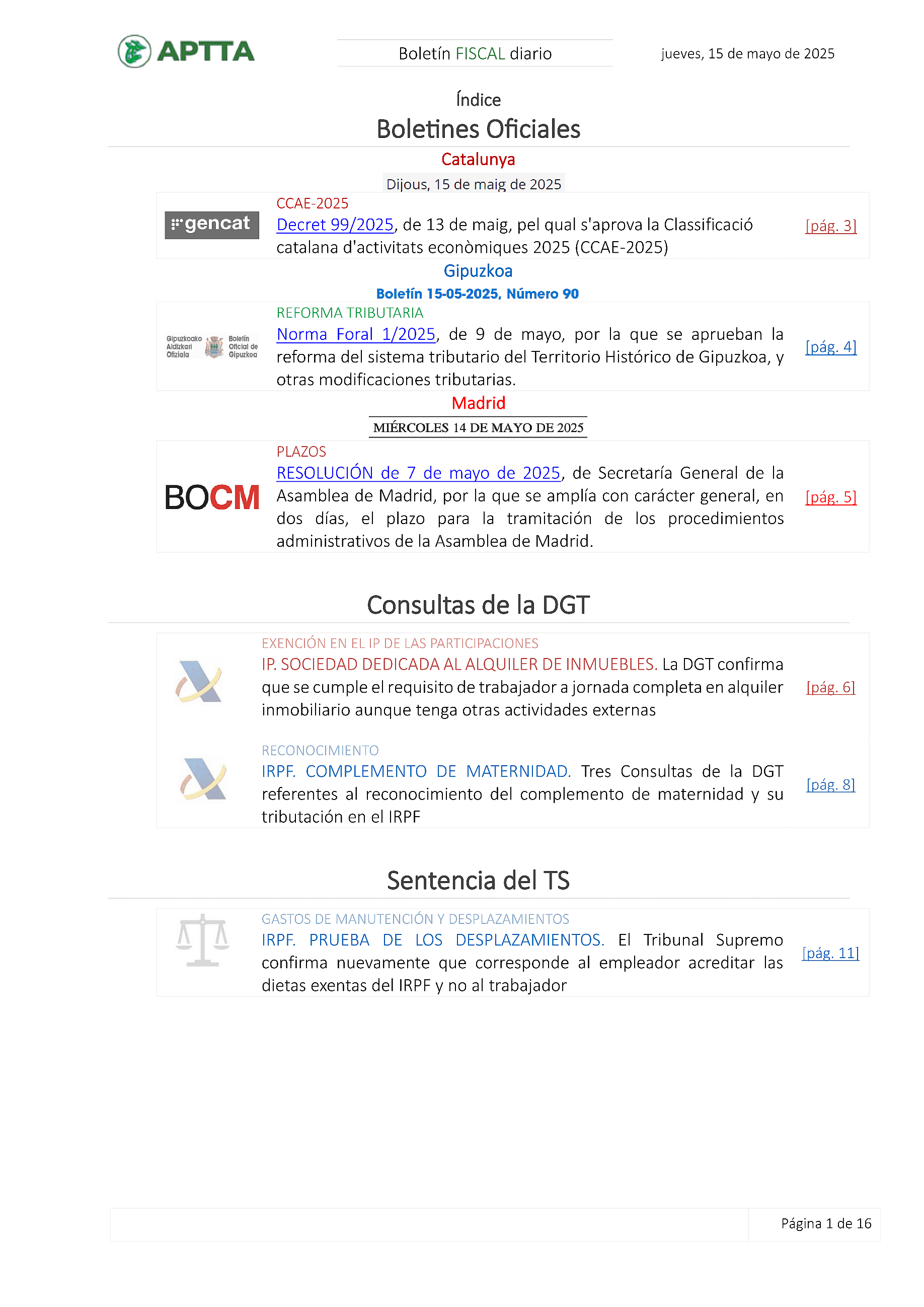 Boletín fiscal 15/05/2025