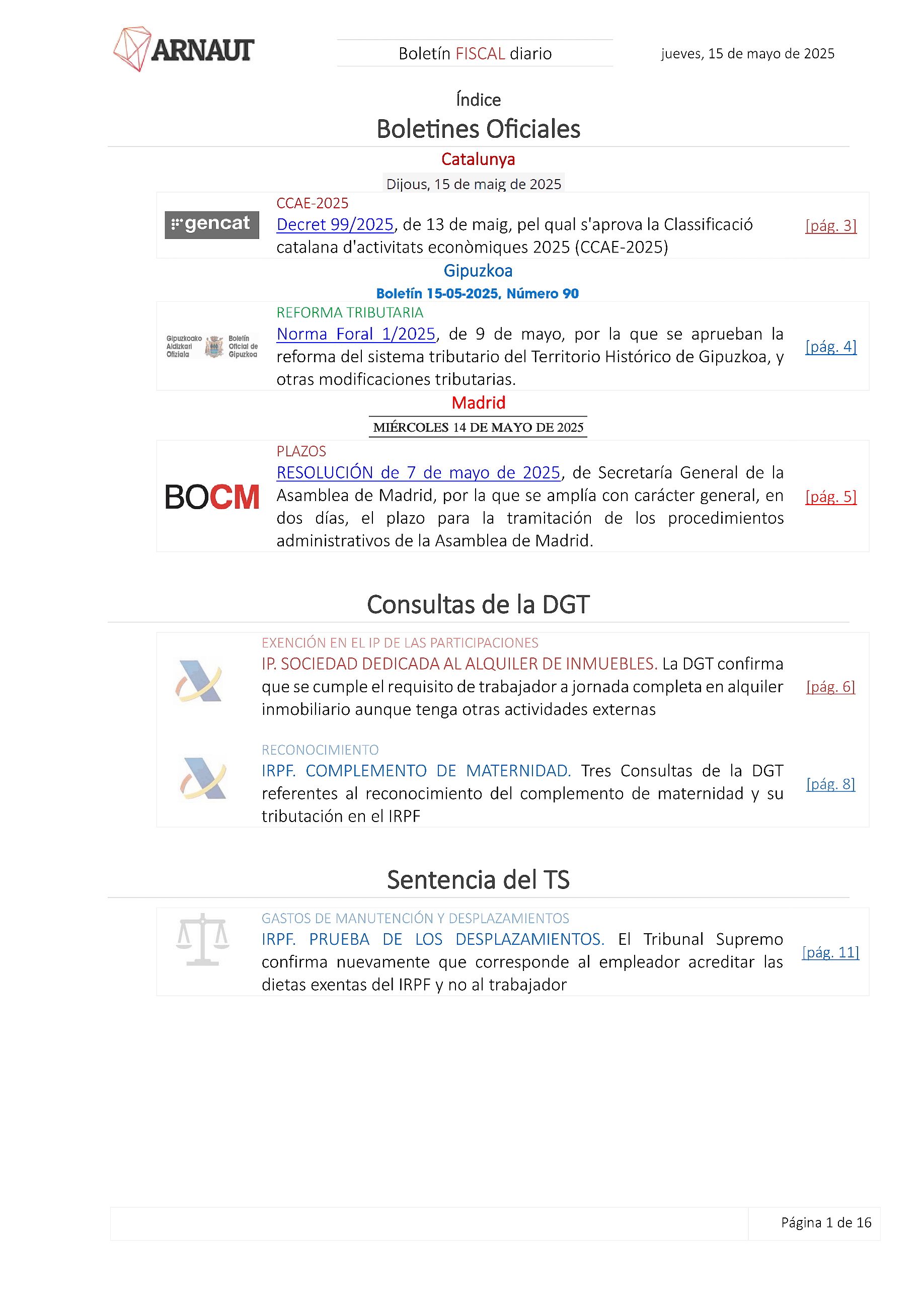 Boletín fiscal 15/05/2025