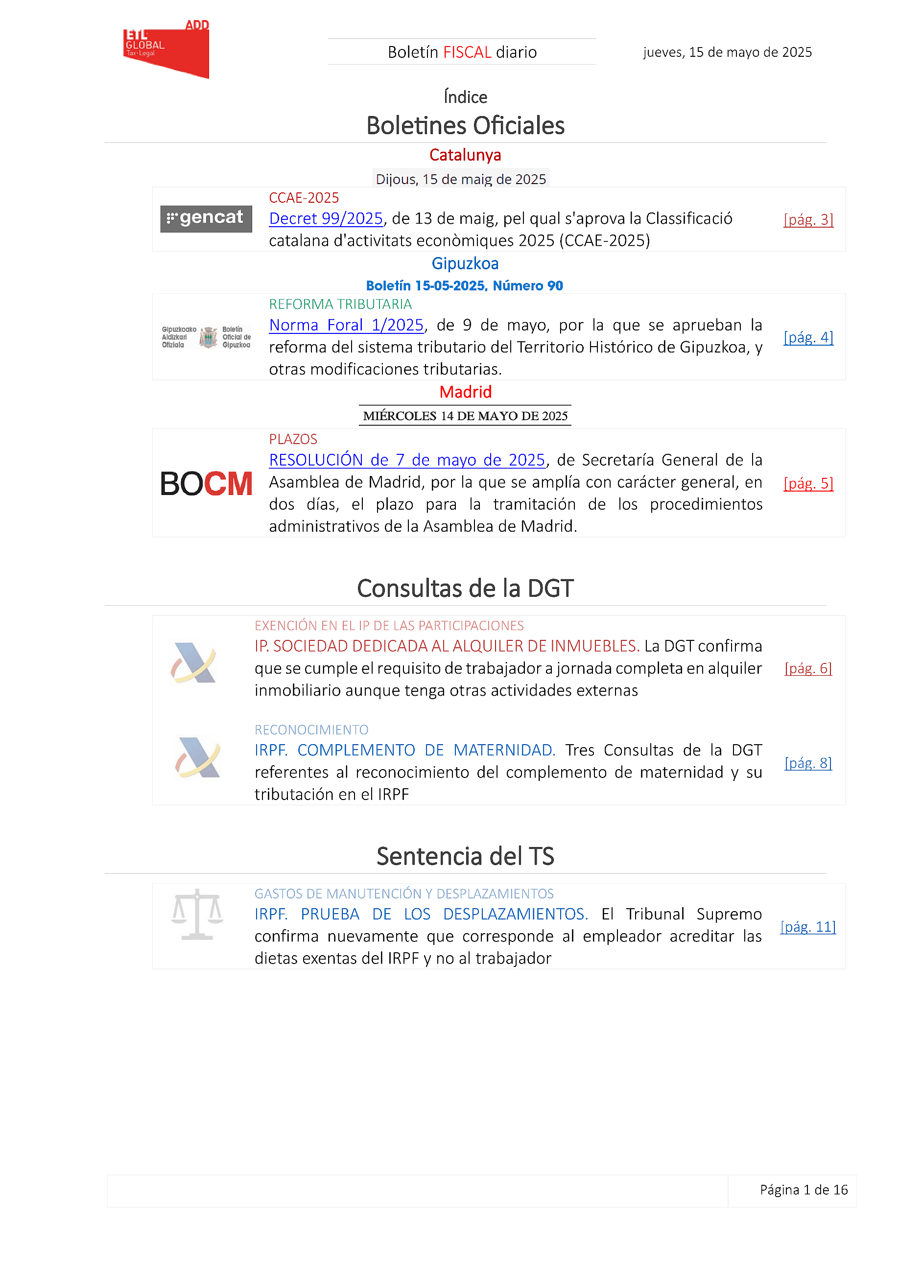 Boletín fiscal 15/05/2025