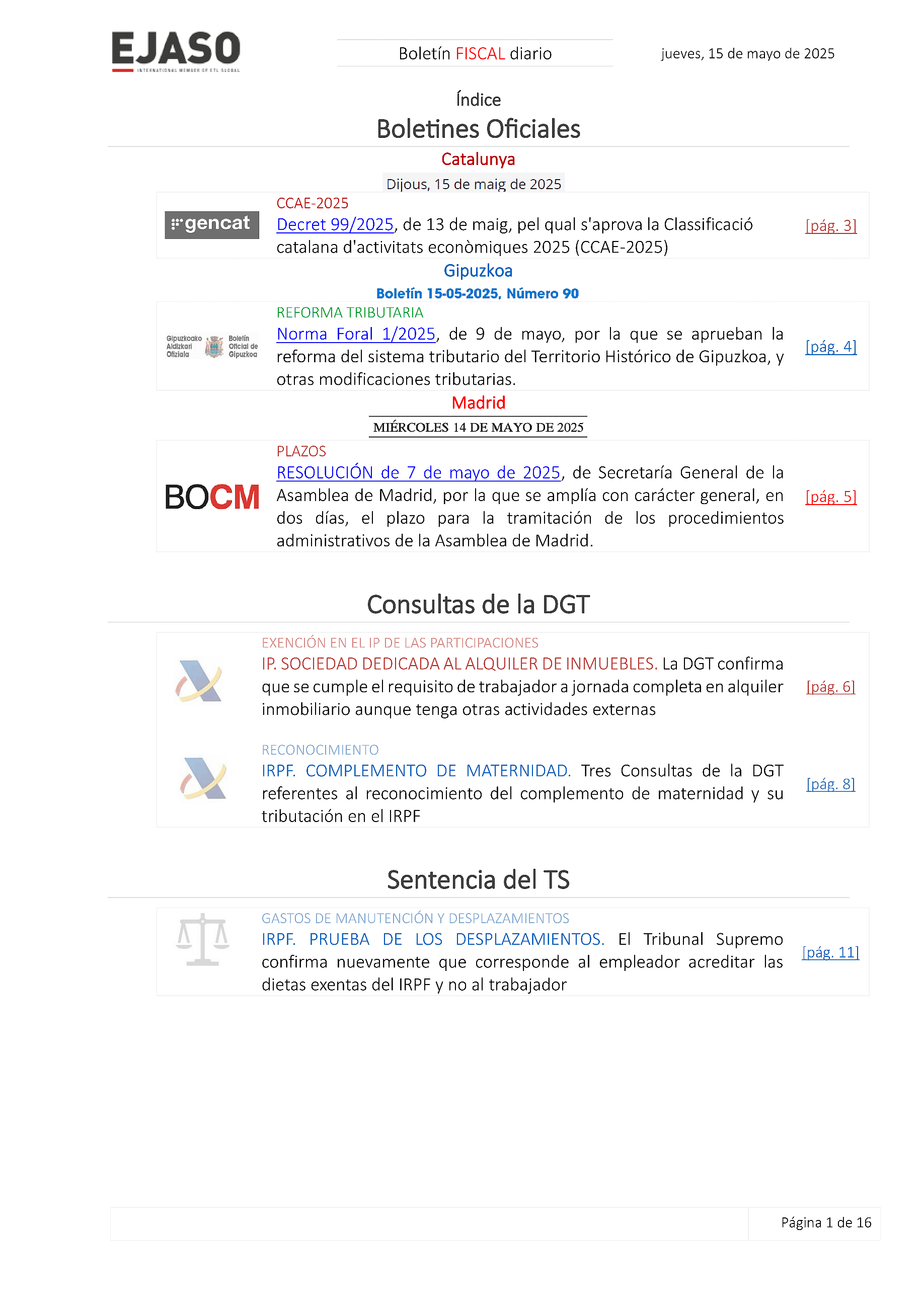 Boletín fiscal 15/05/2025