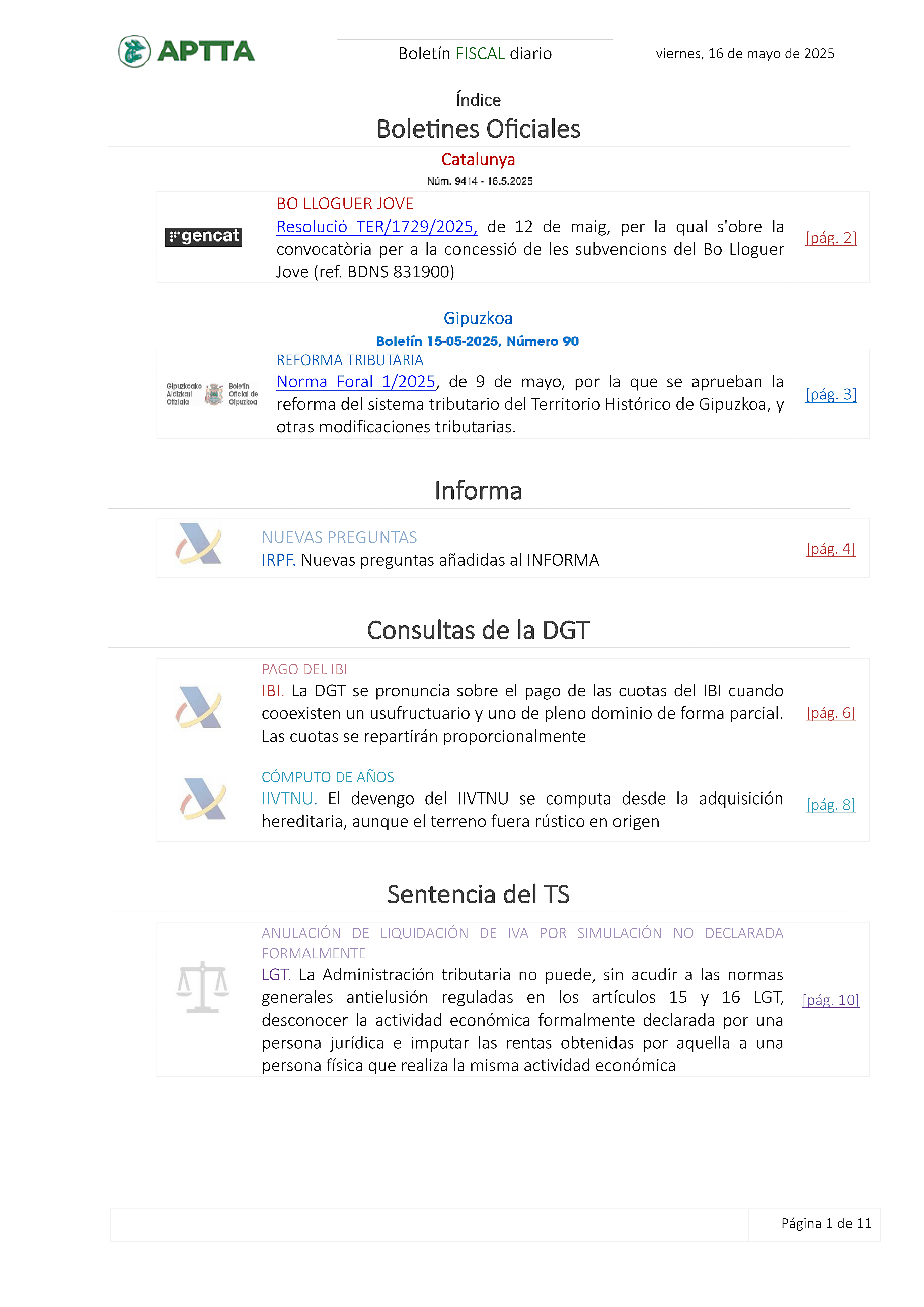 Boletín fiscal 16/05/2025