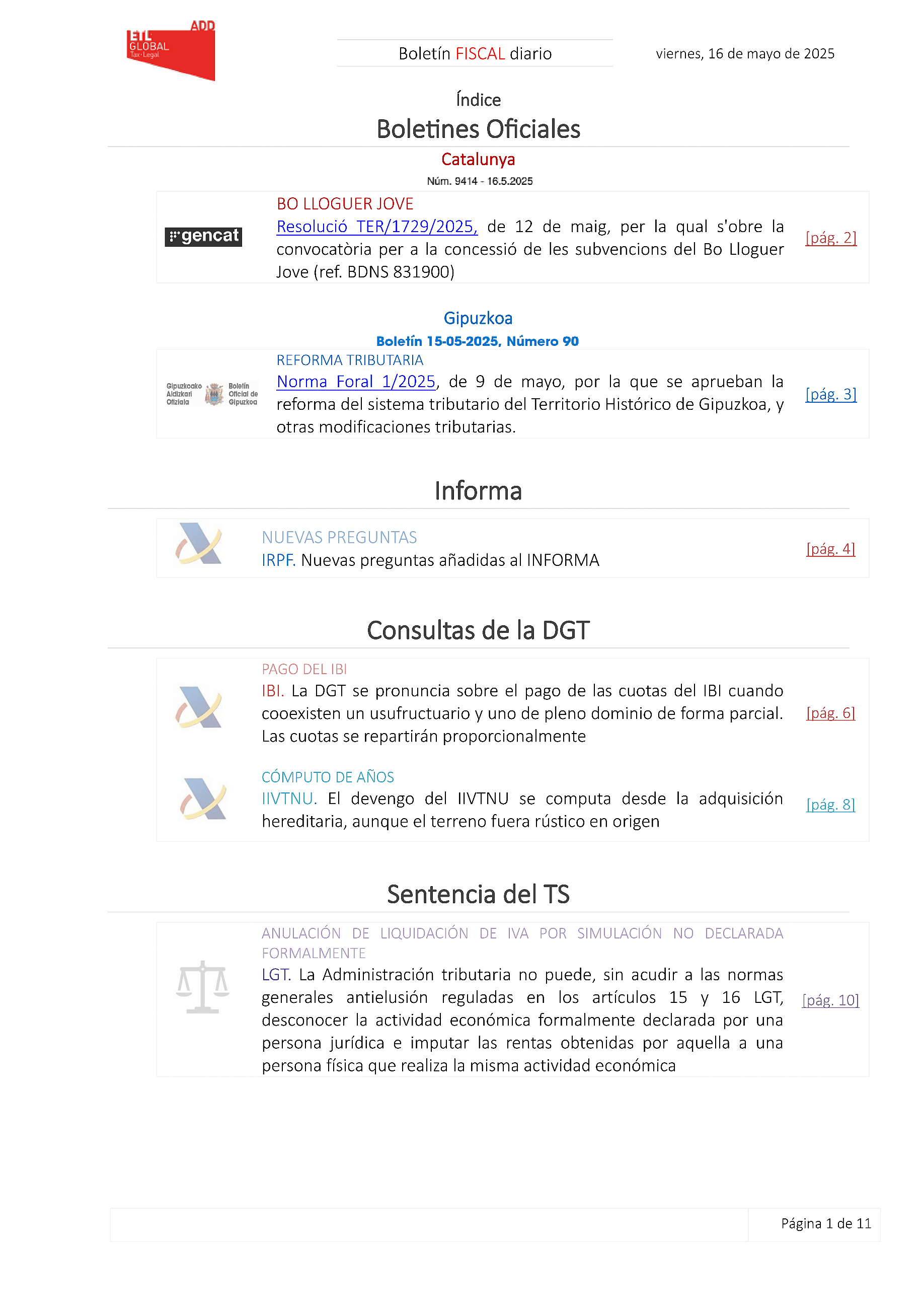 Boletín fiscal 16/05/2025