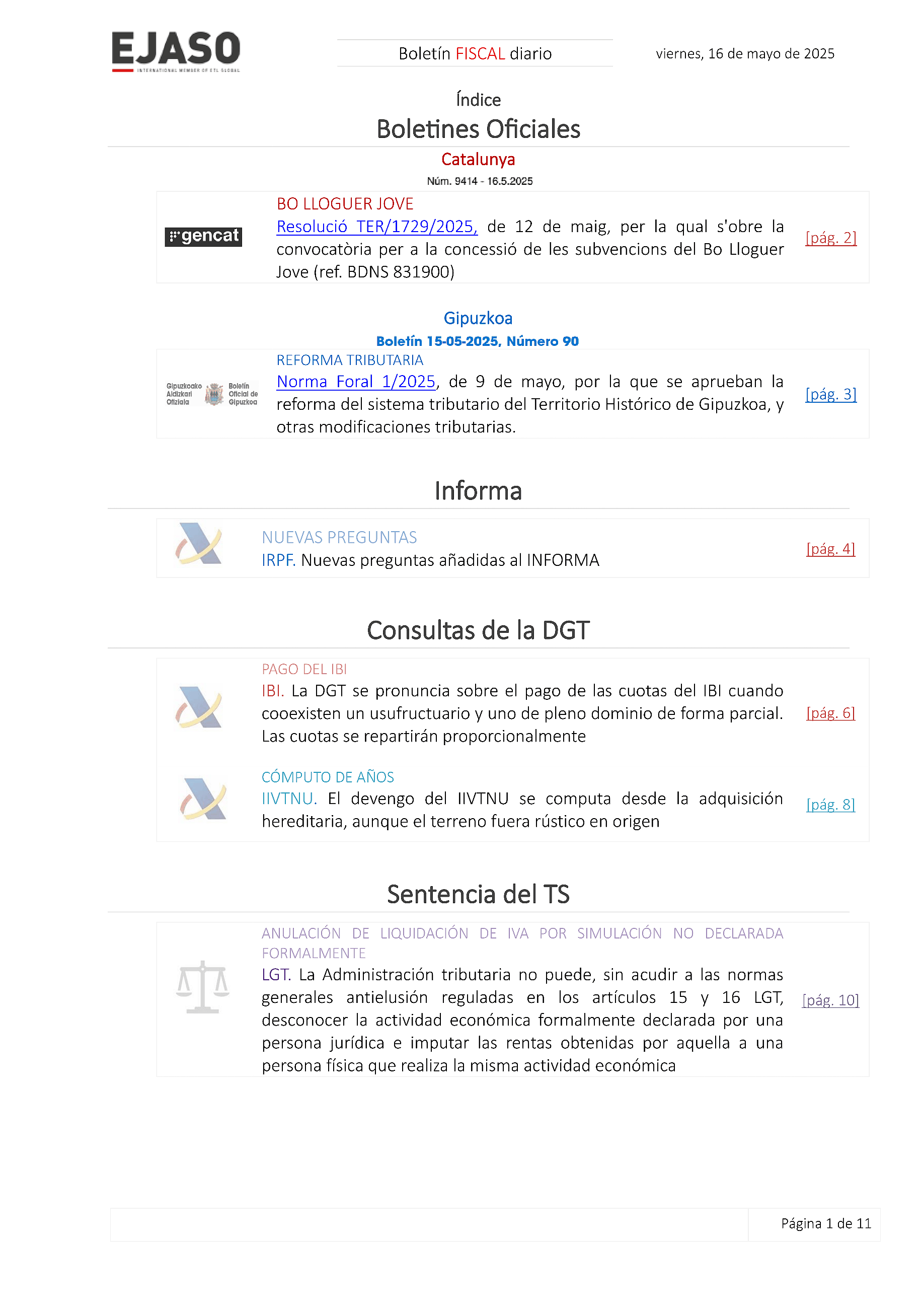 Boletín fiscal 16/05/2025