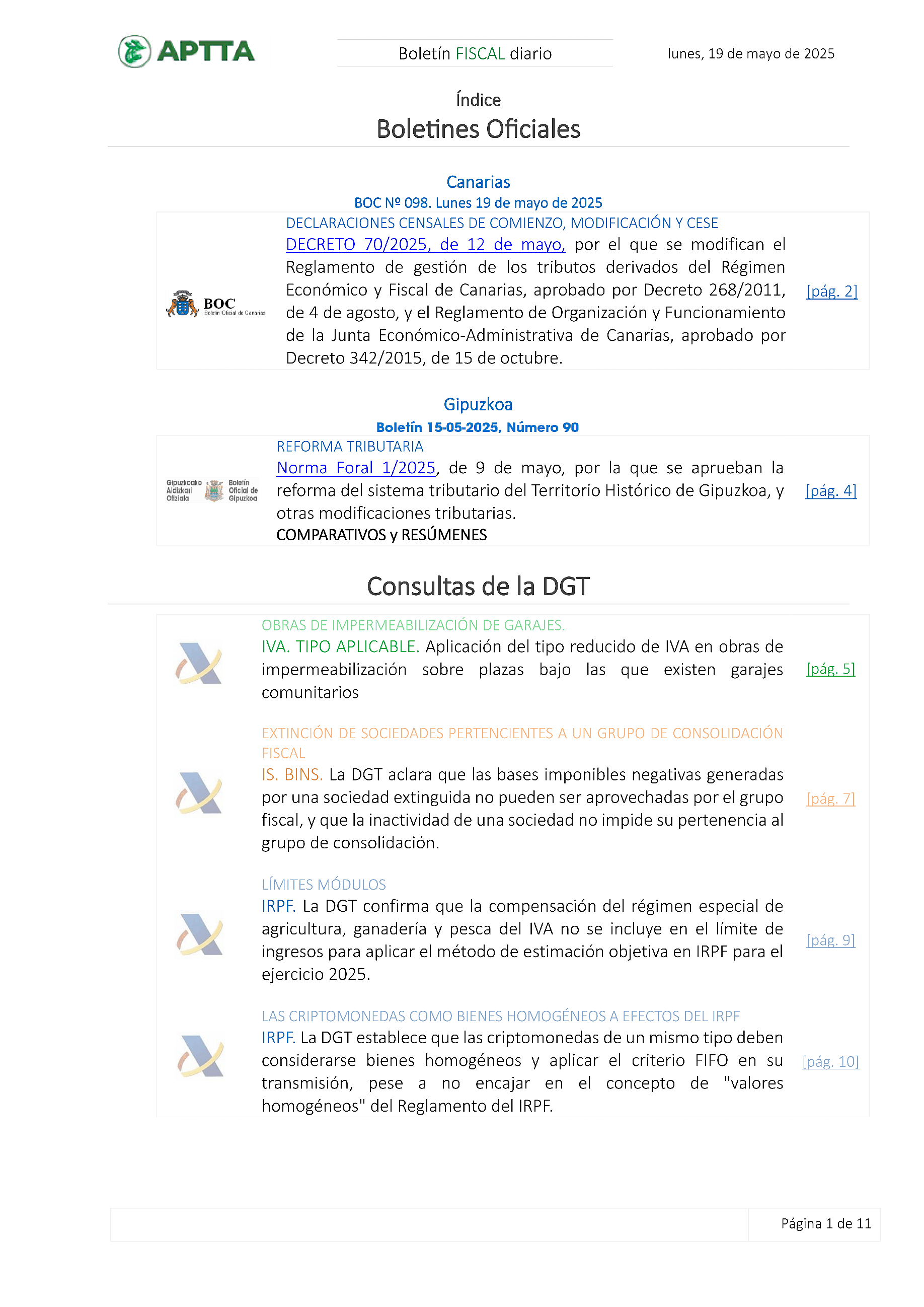 Boletín fiscal 19/05/2025