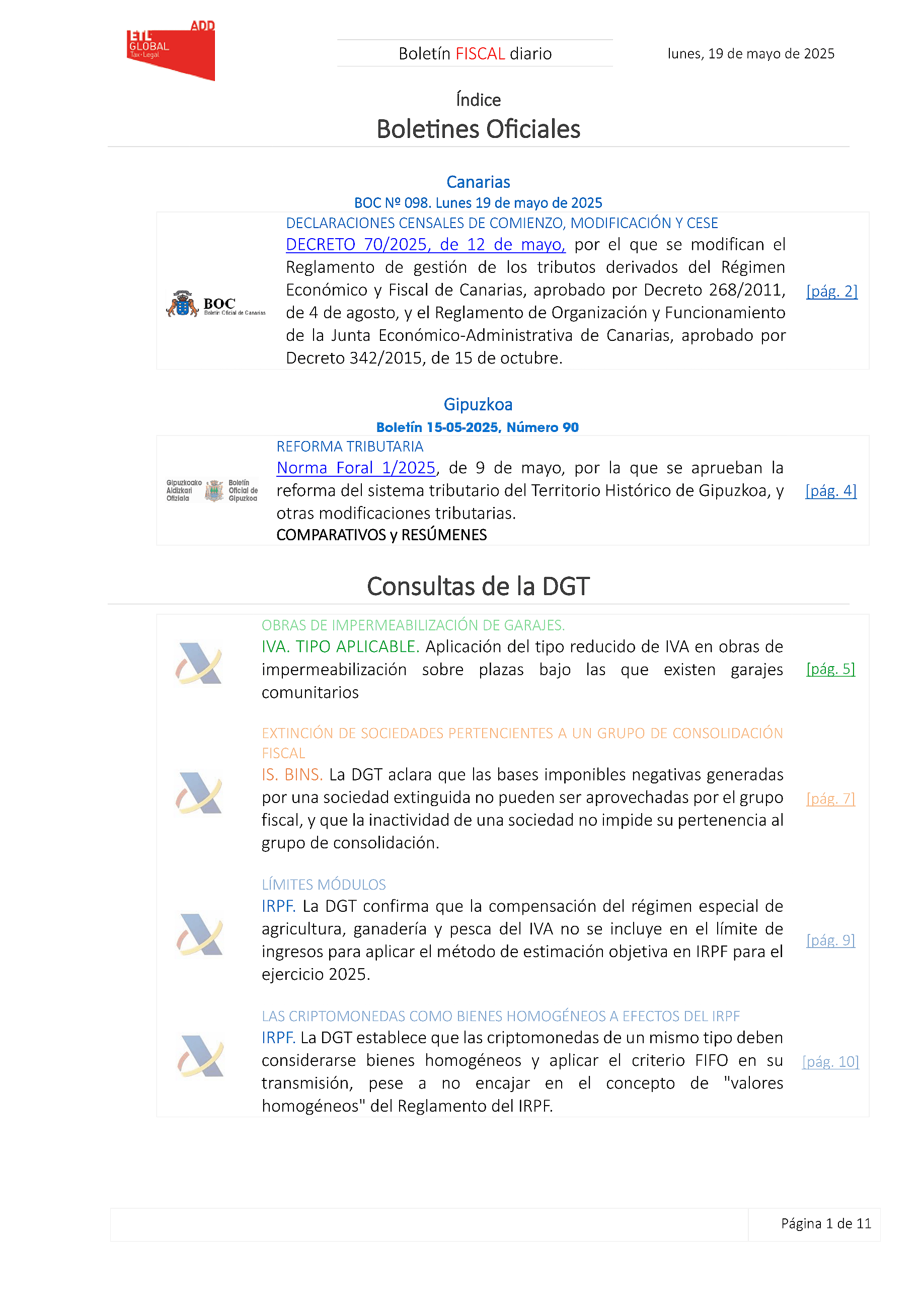 Boletín fiscal 19/05/2025