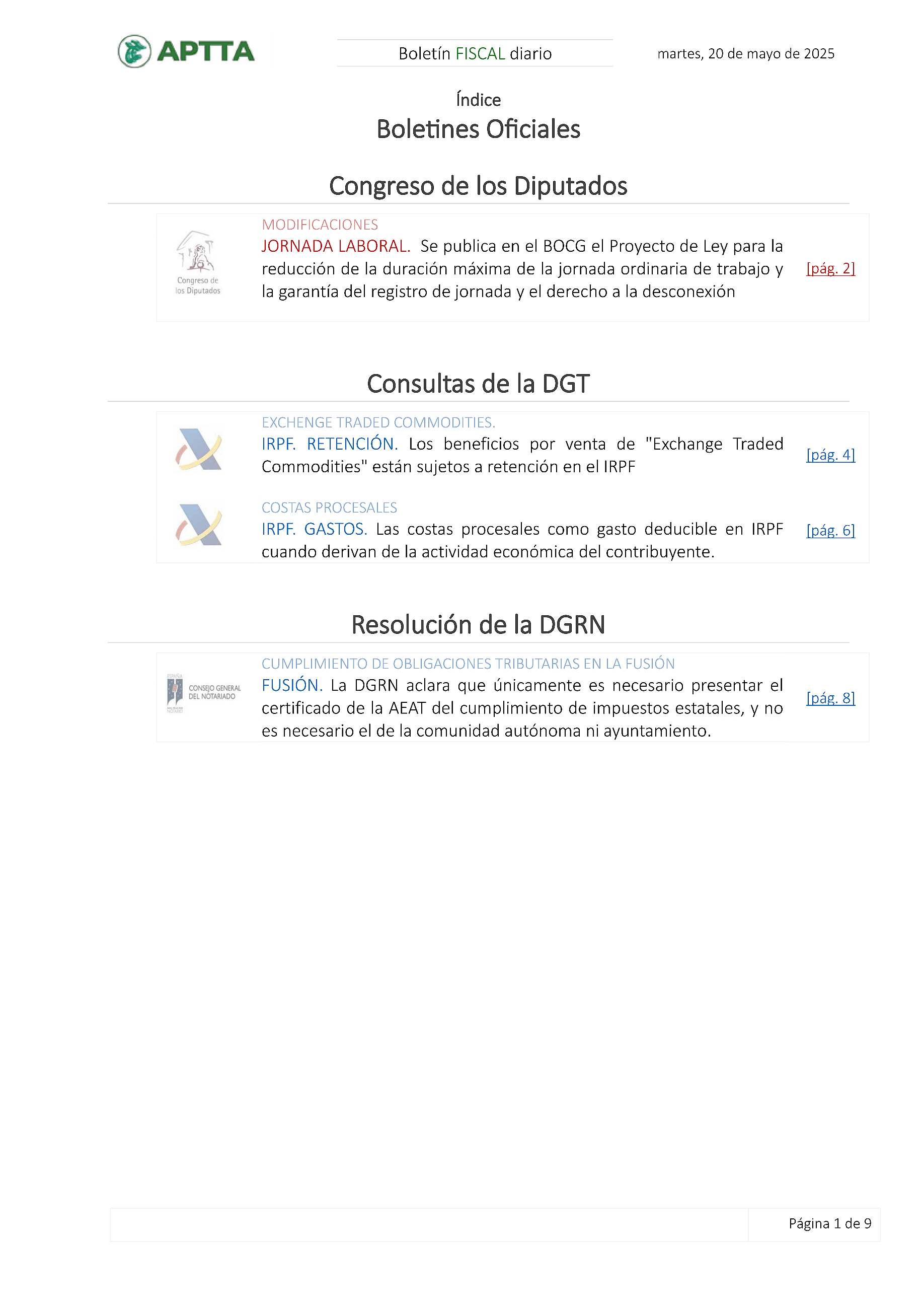 Boletín fiscal 20/05/2025