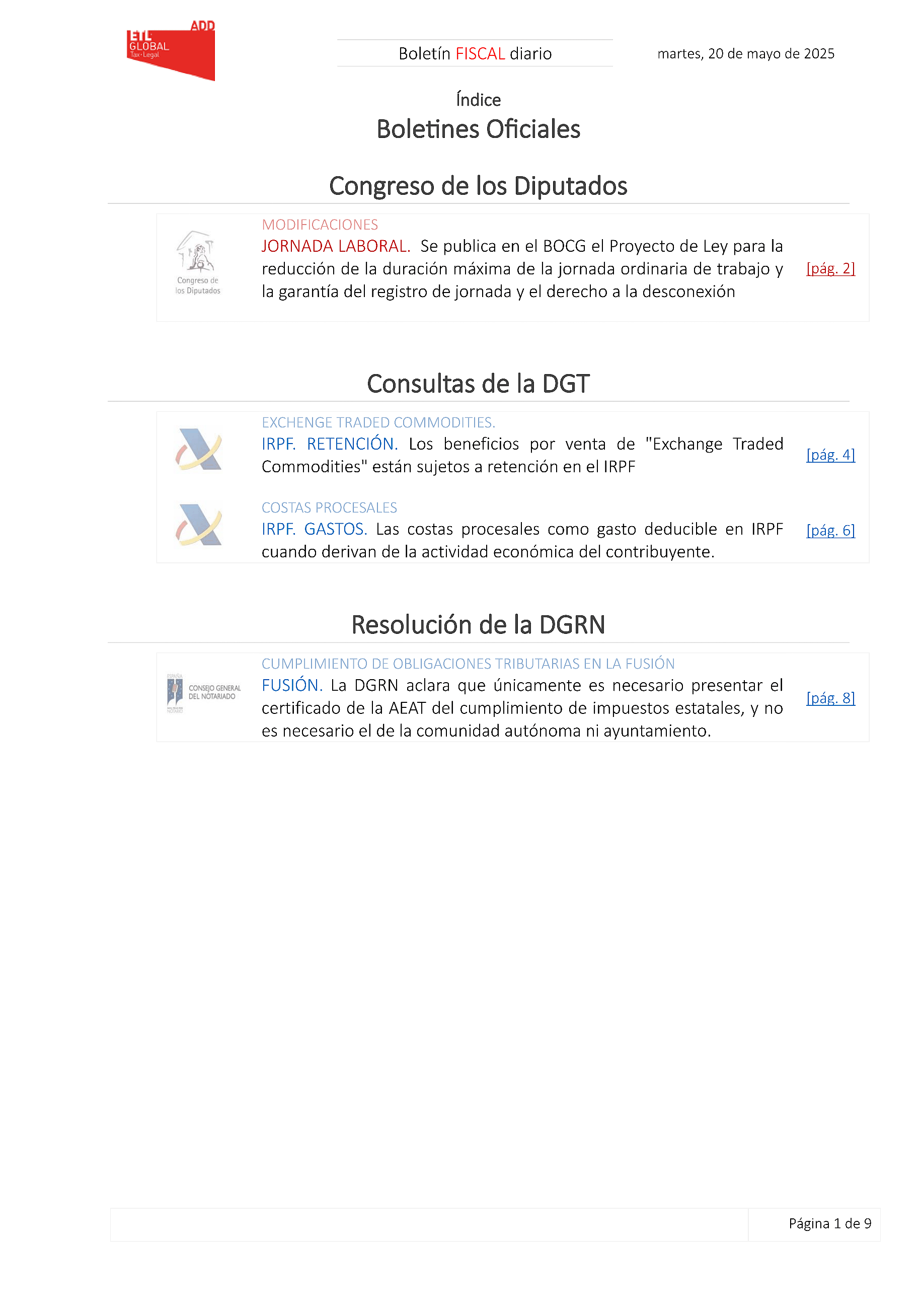 Boletín fiscal 20/05/2025