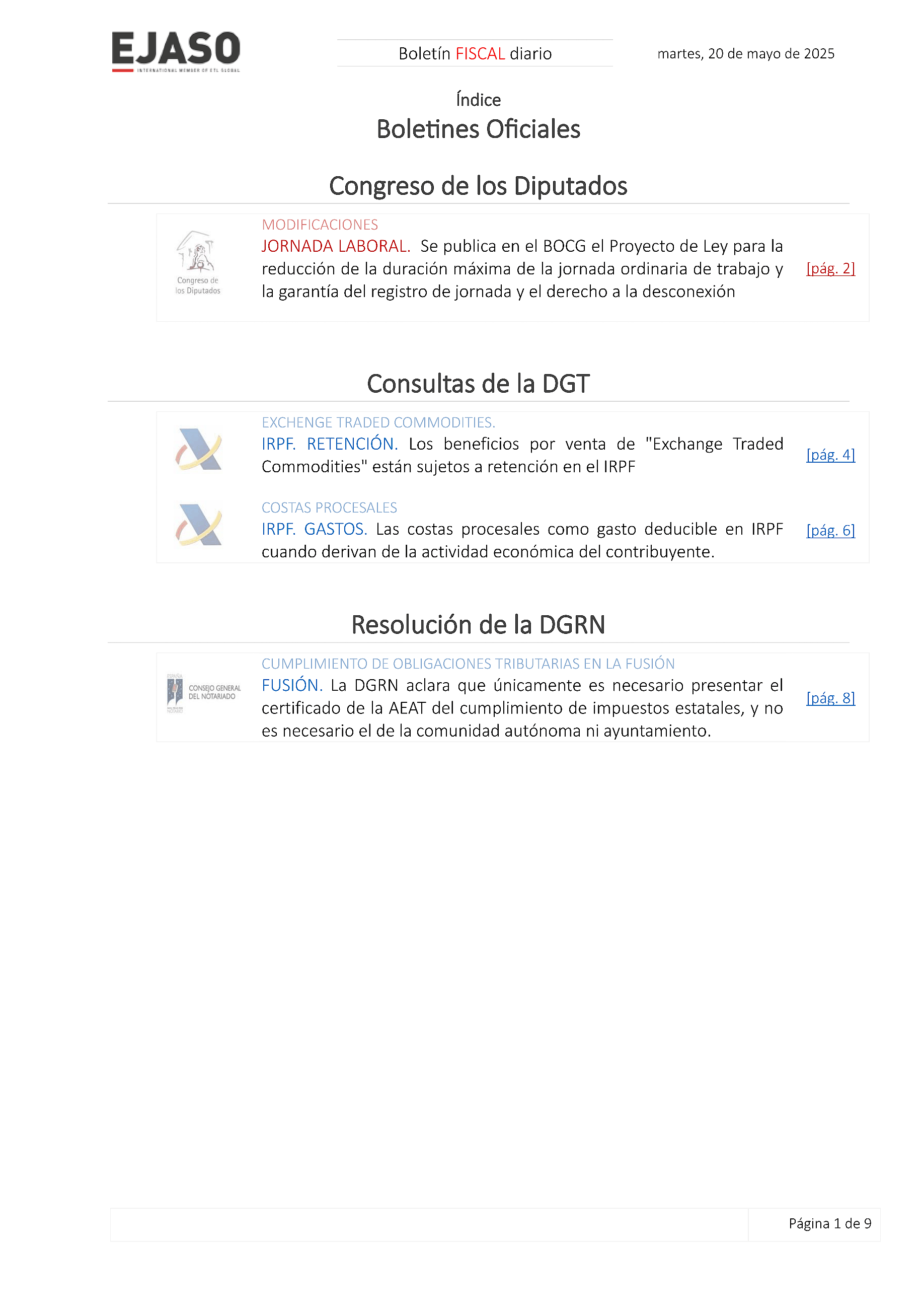 Boletín fiscal 20/05/2025
