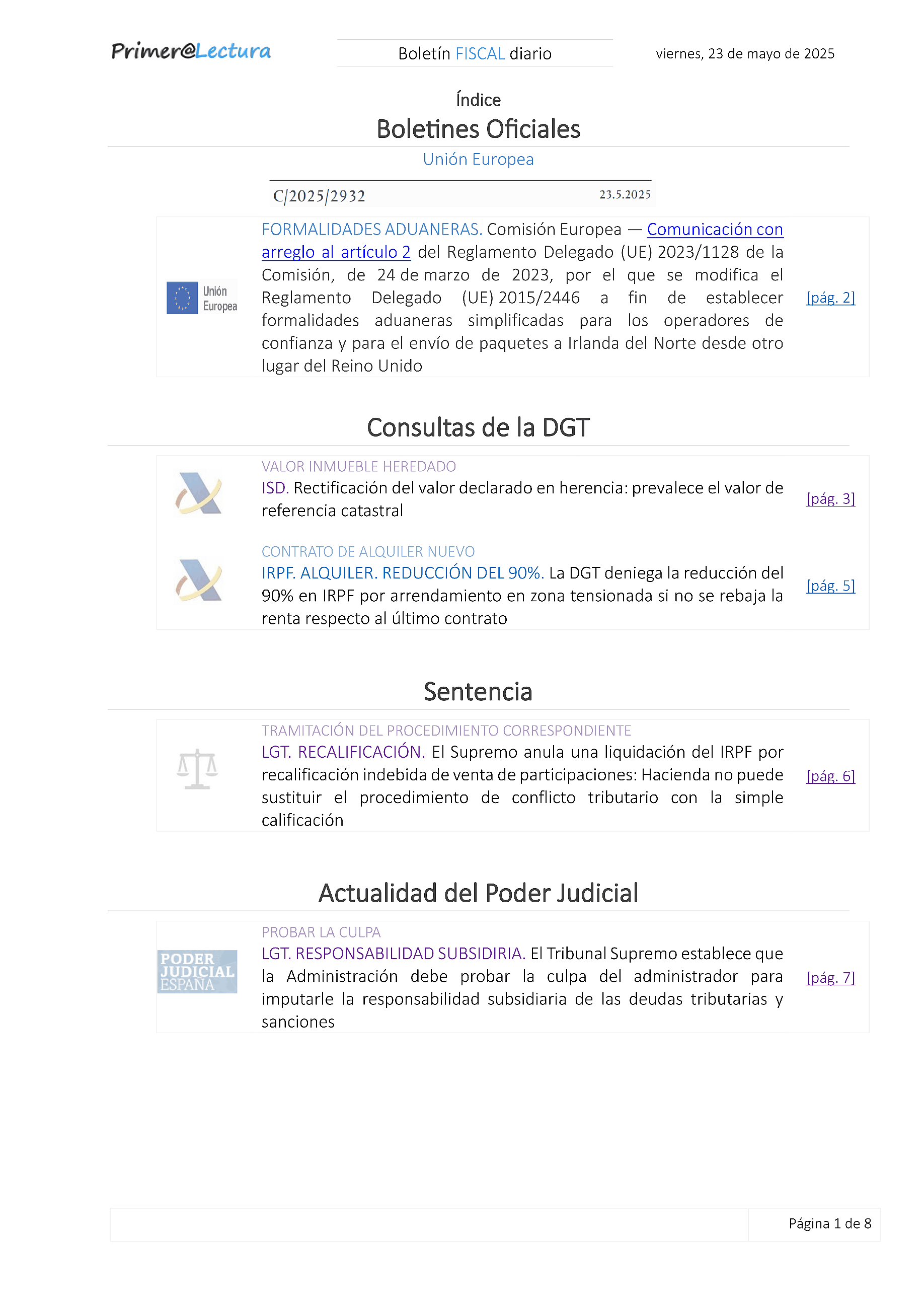 Boletín fiscal 23/05/2025