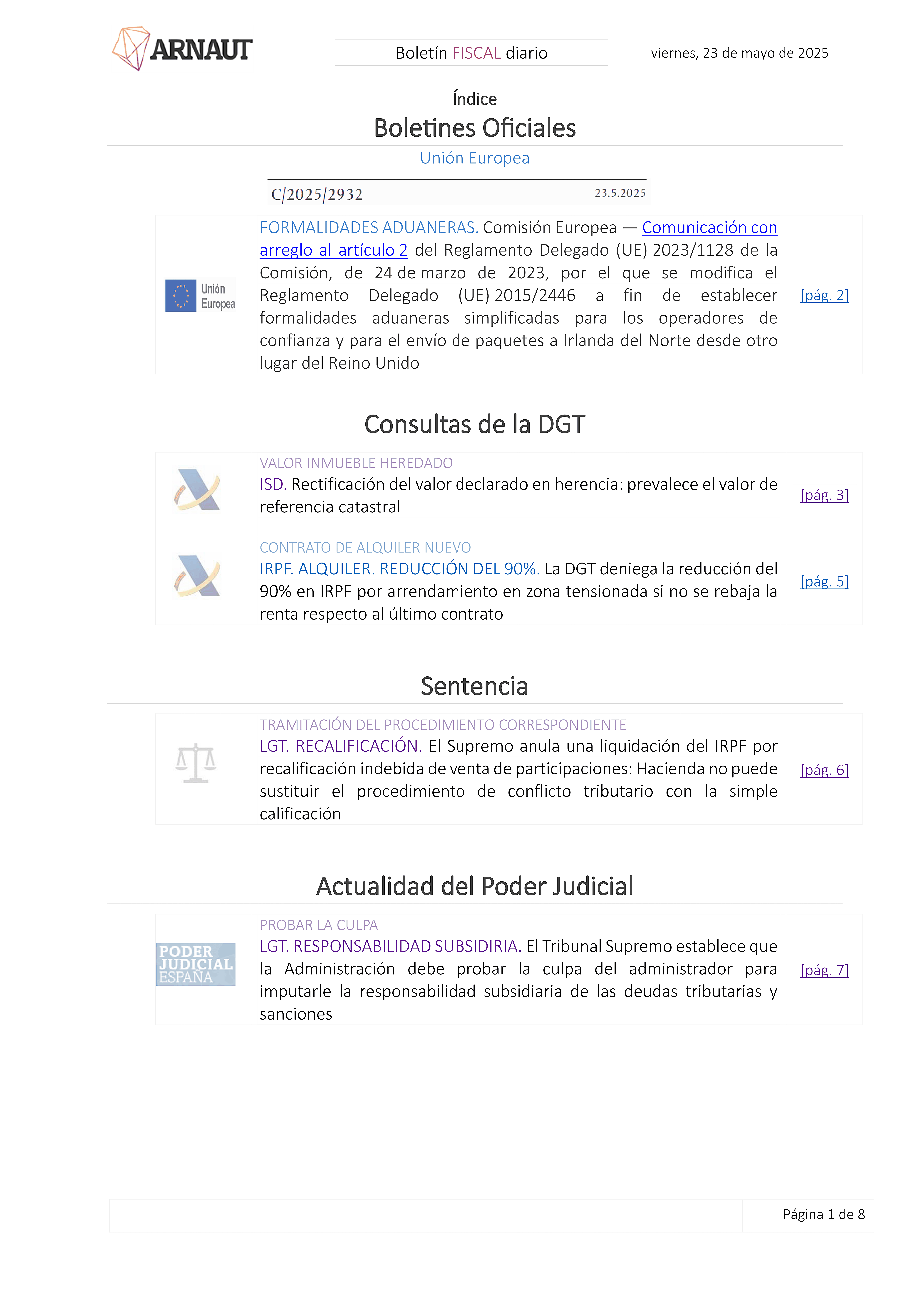 Boletín fiscal 23/05/2025
