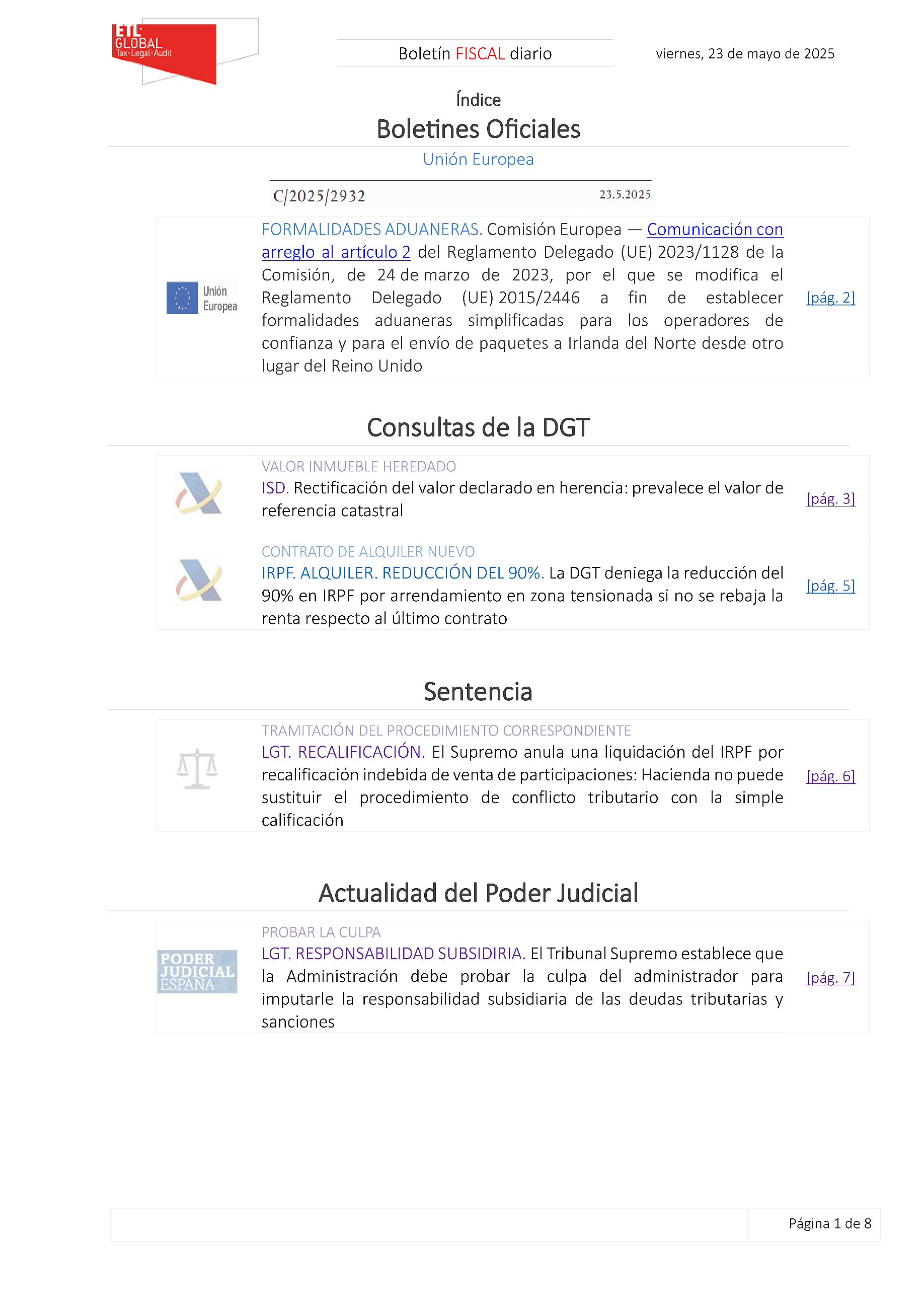 Boletín fiscal 23/05/2025