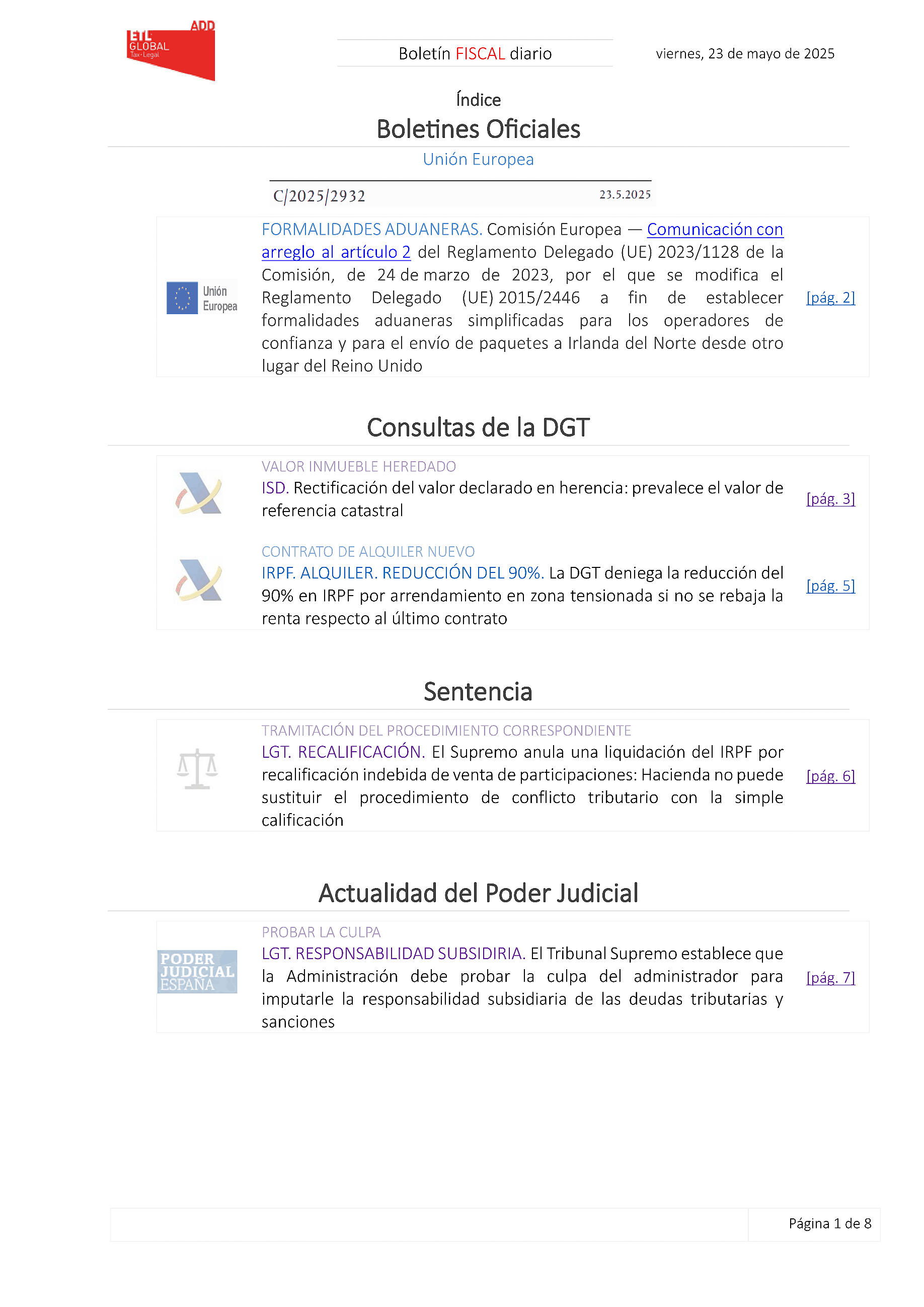 Boletín fiscal 23/05/2025