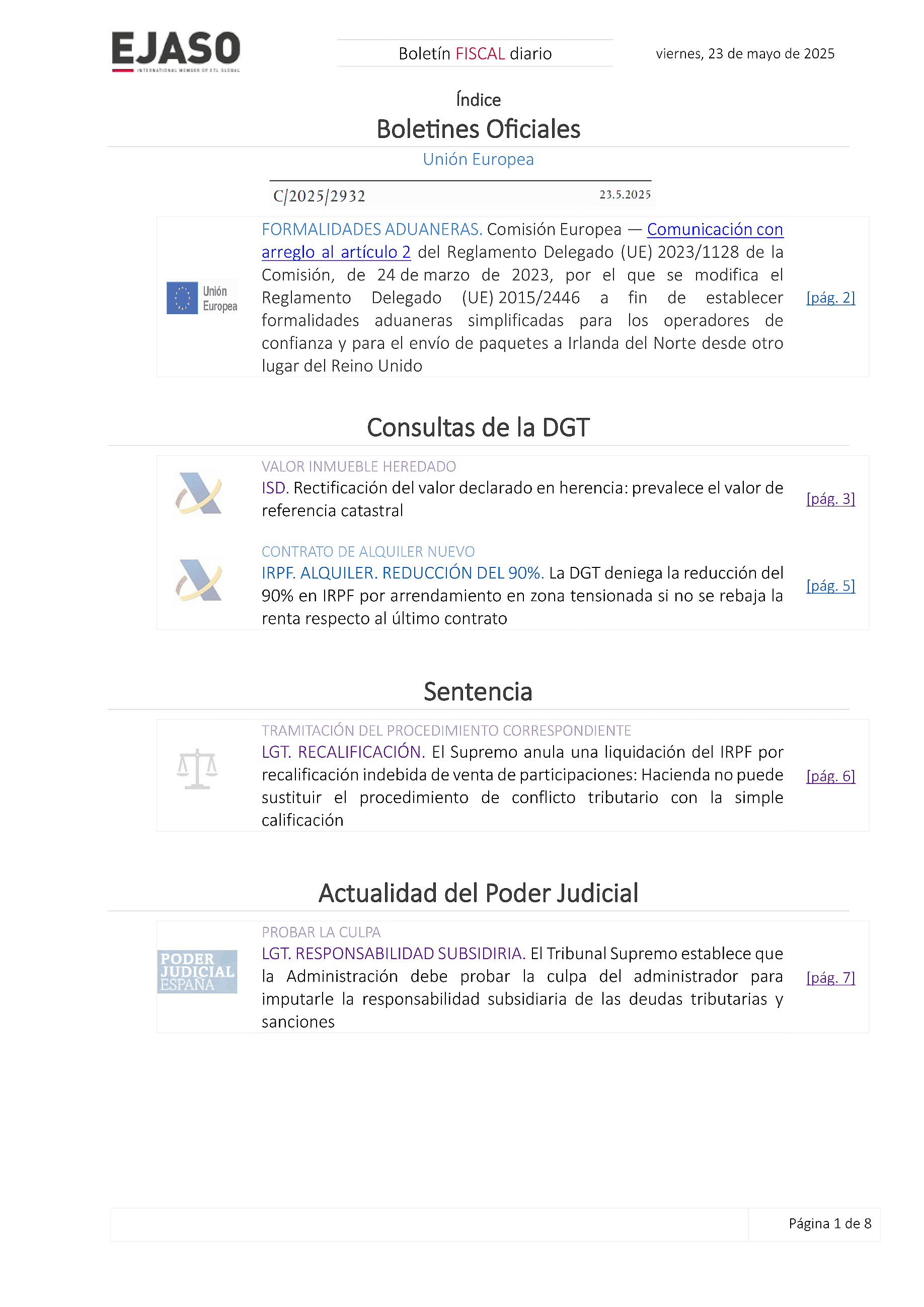 Boletín fiscal 23/05/2025