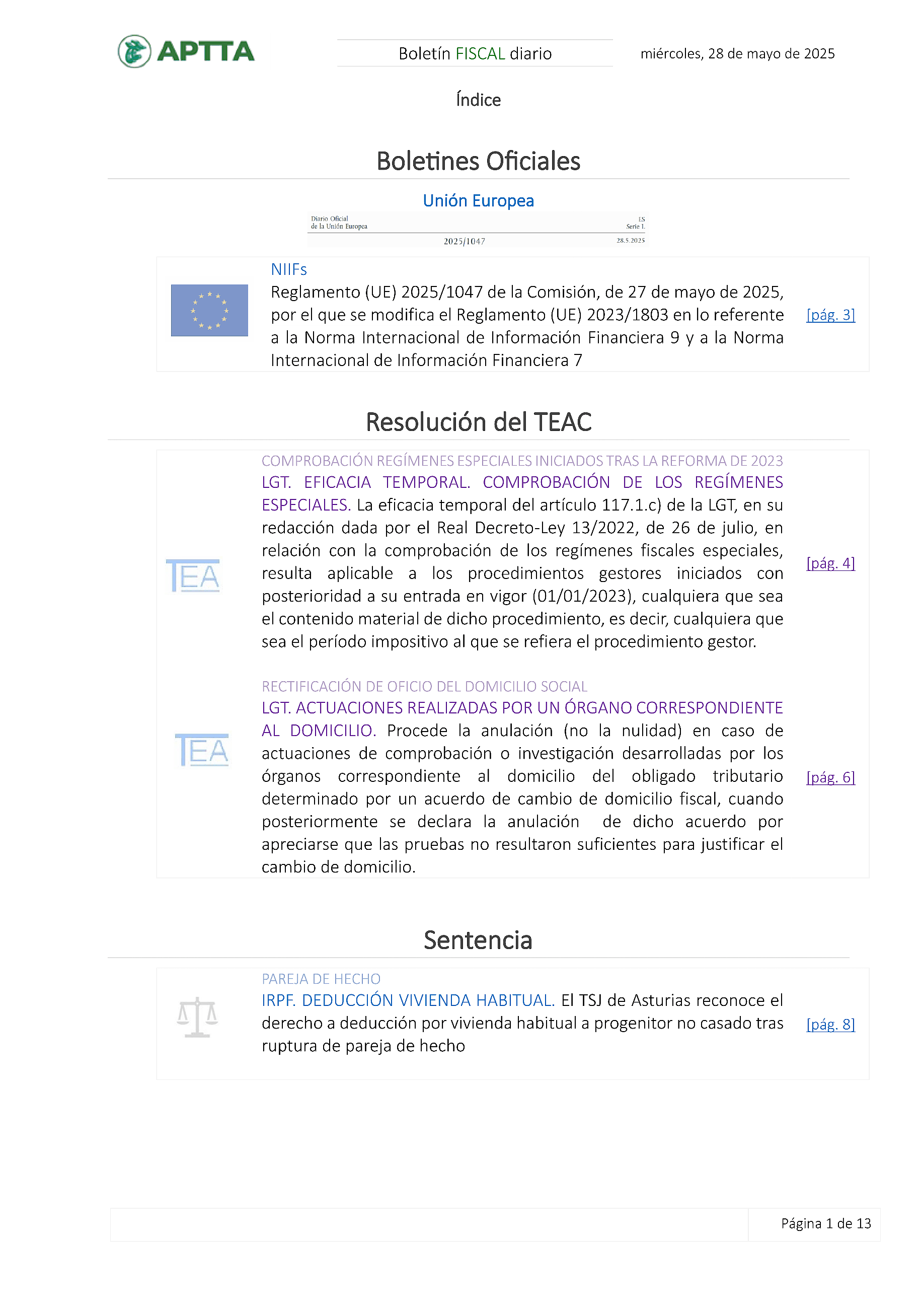 Boletín fiscal 28/05/2025
