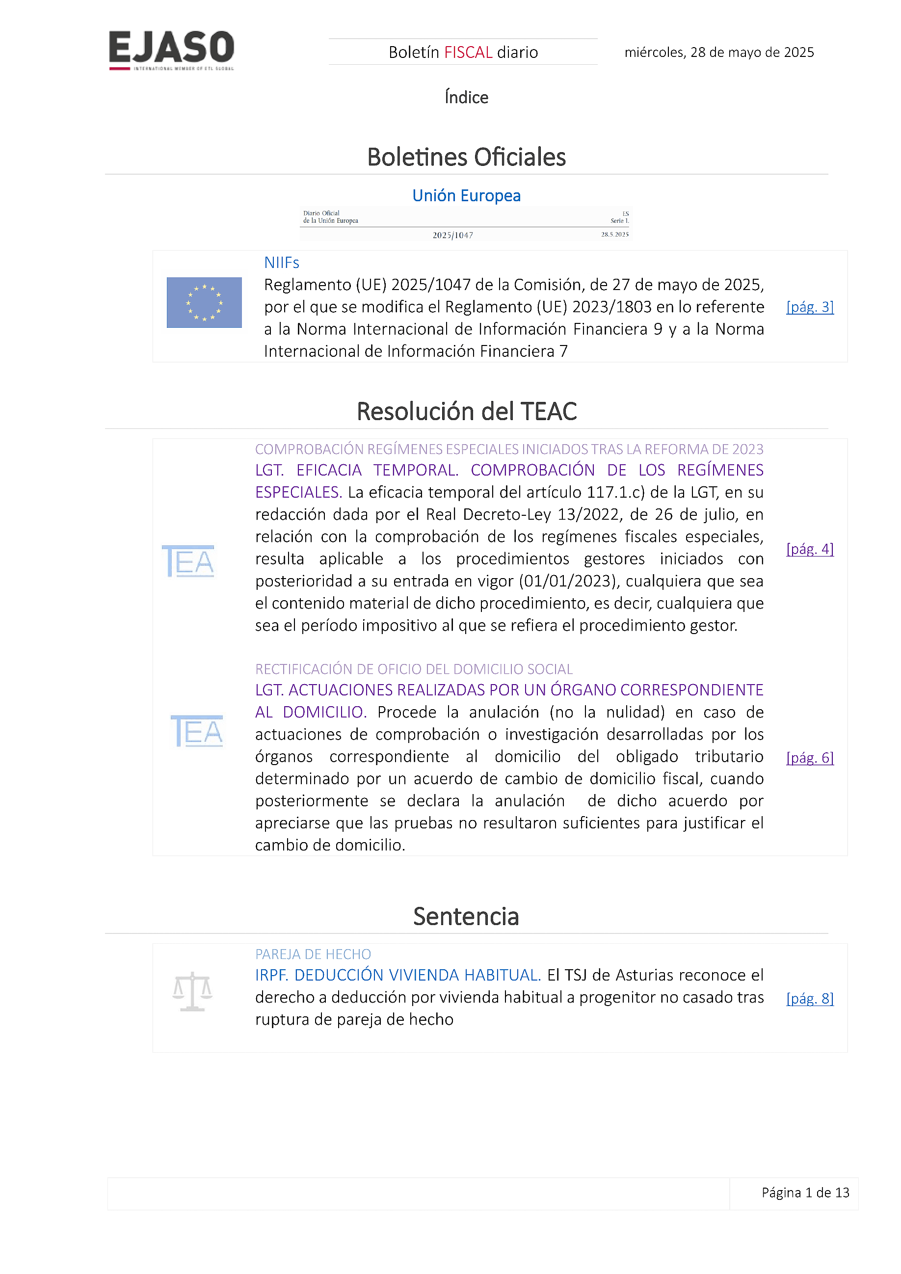 Boletín fiscal 28/05/2025