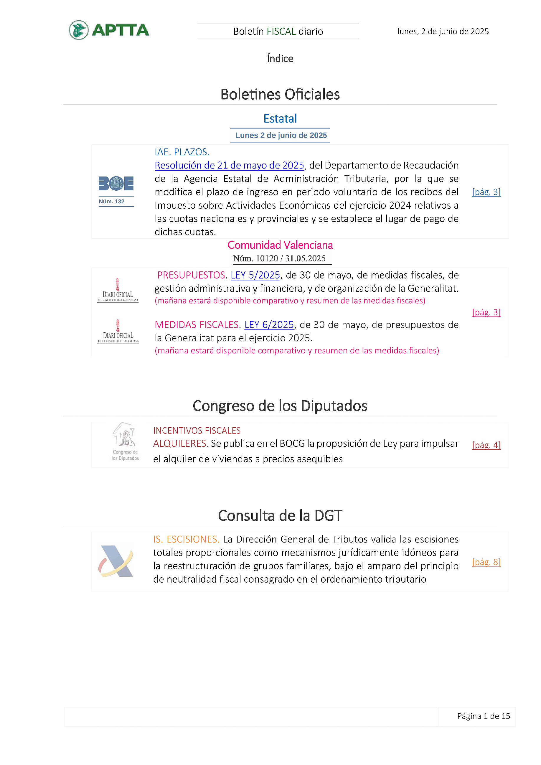 Boletín fiscal 02/06/2025