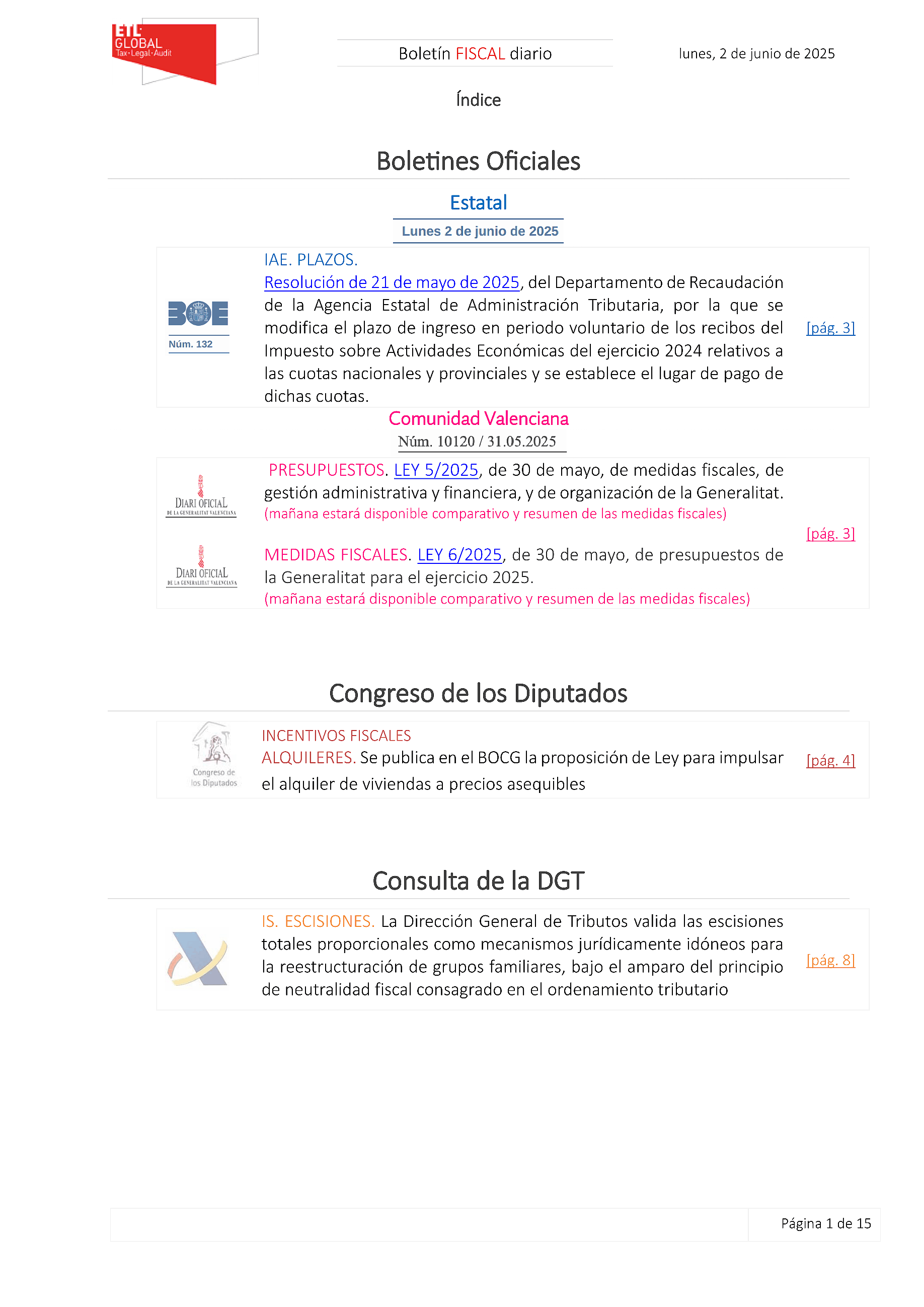 Boletín fiscal 02/06/2025