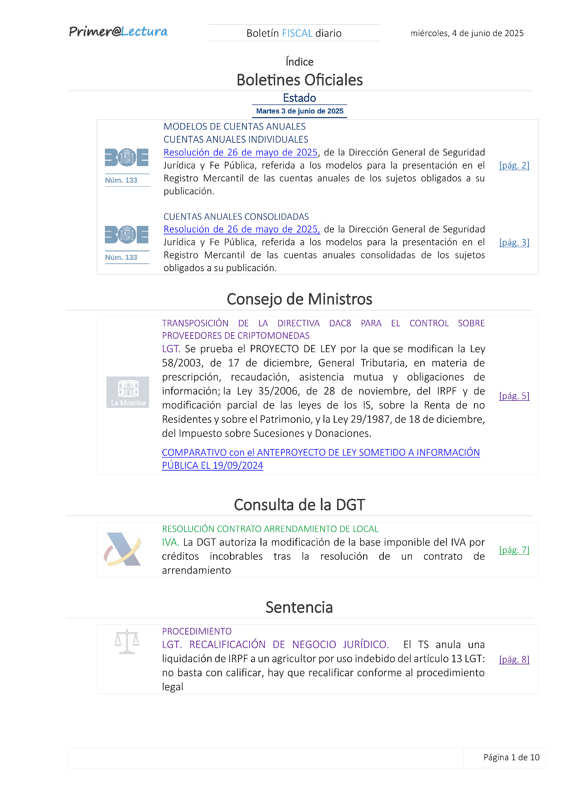 Boletín fiscal 04/06/2025