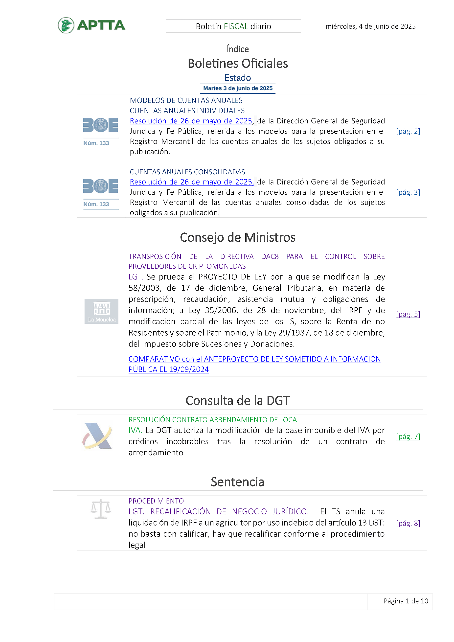 Boletín fiscal 04/06/2025
