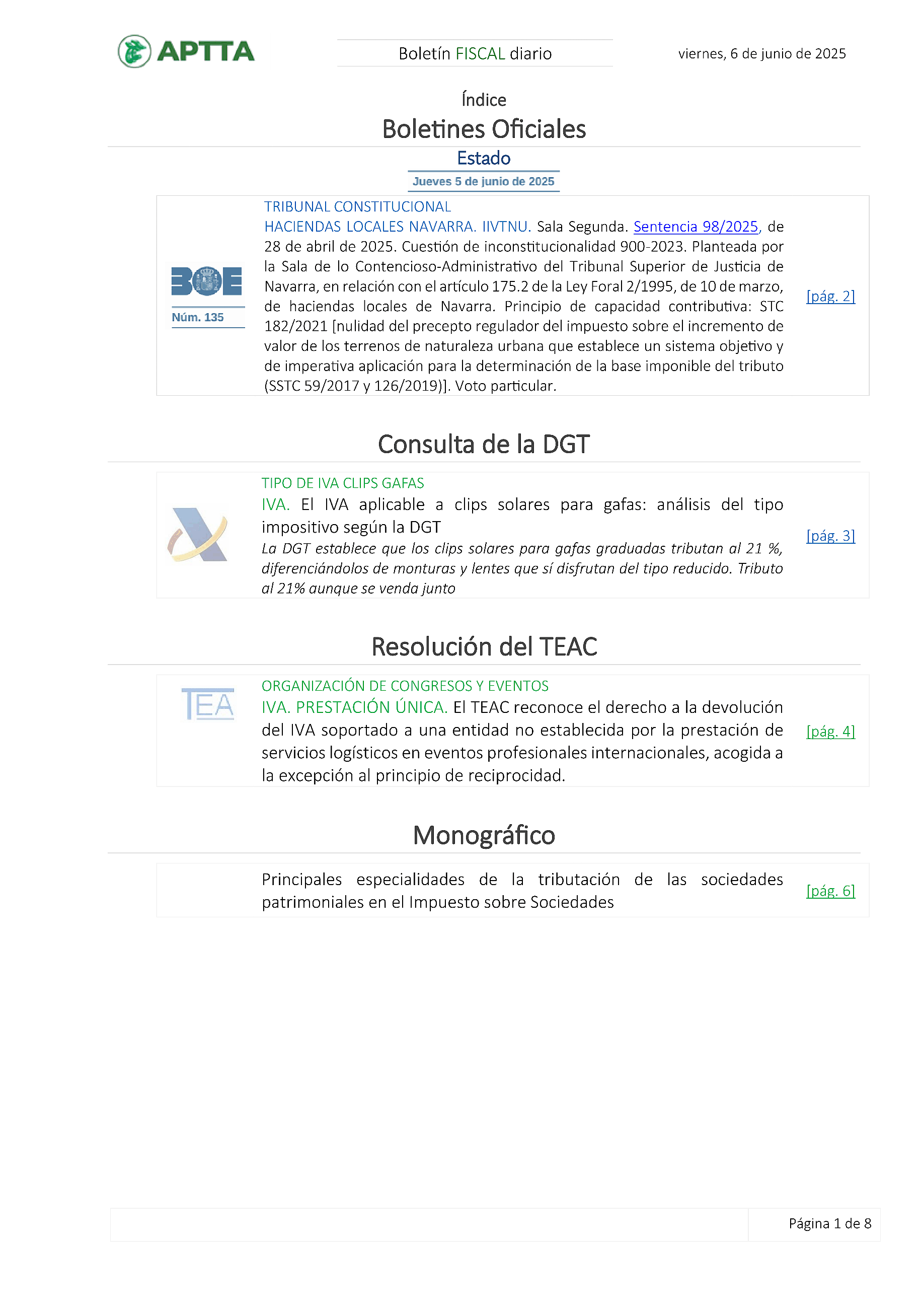 Boletín fiscal 06/06/2025