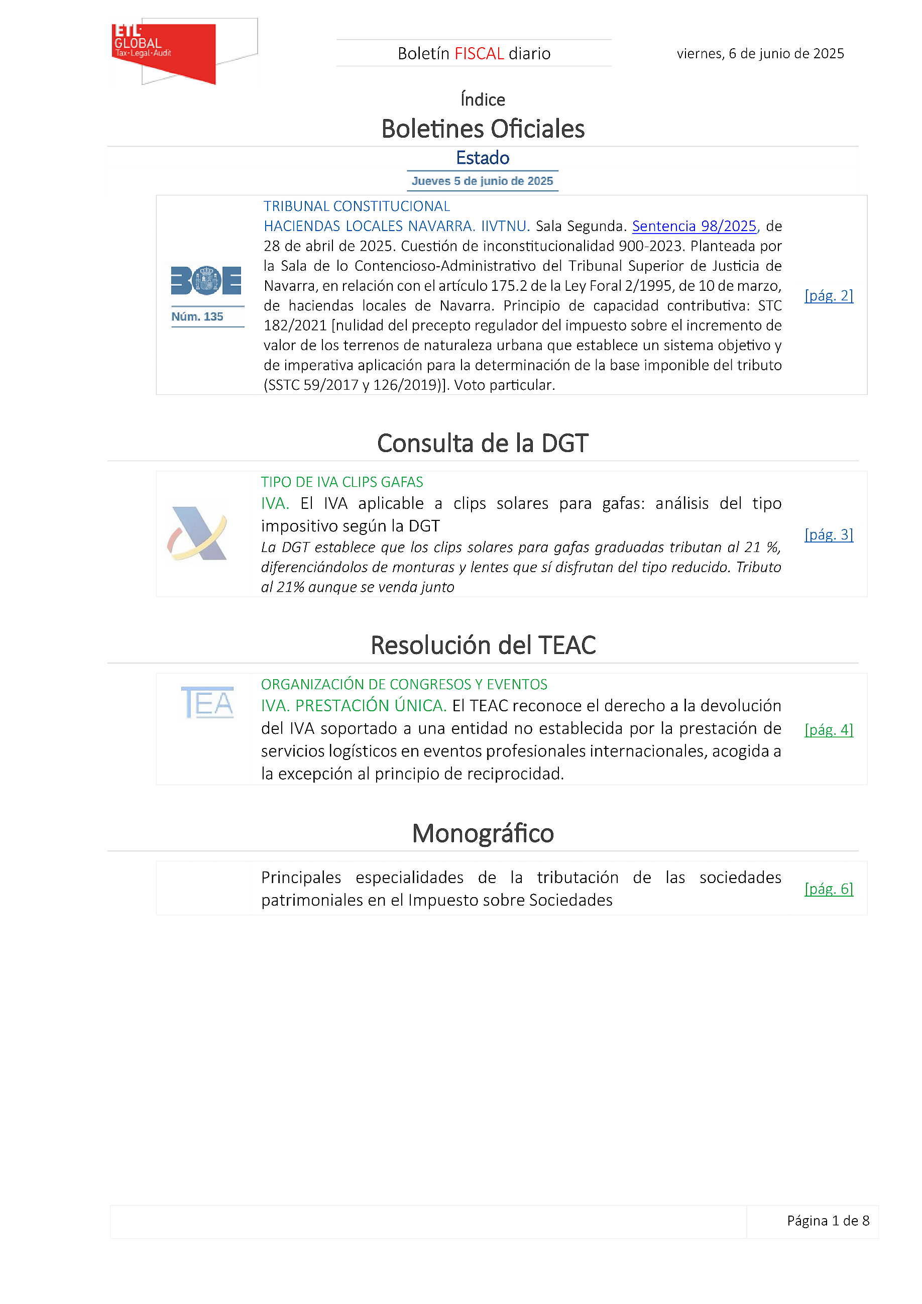 Boletín fiscal 06/06/2025