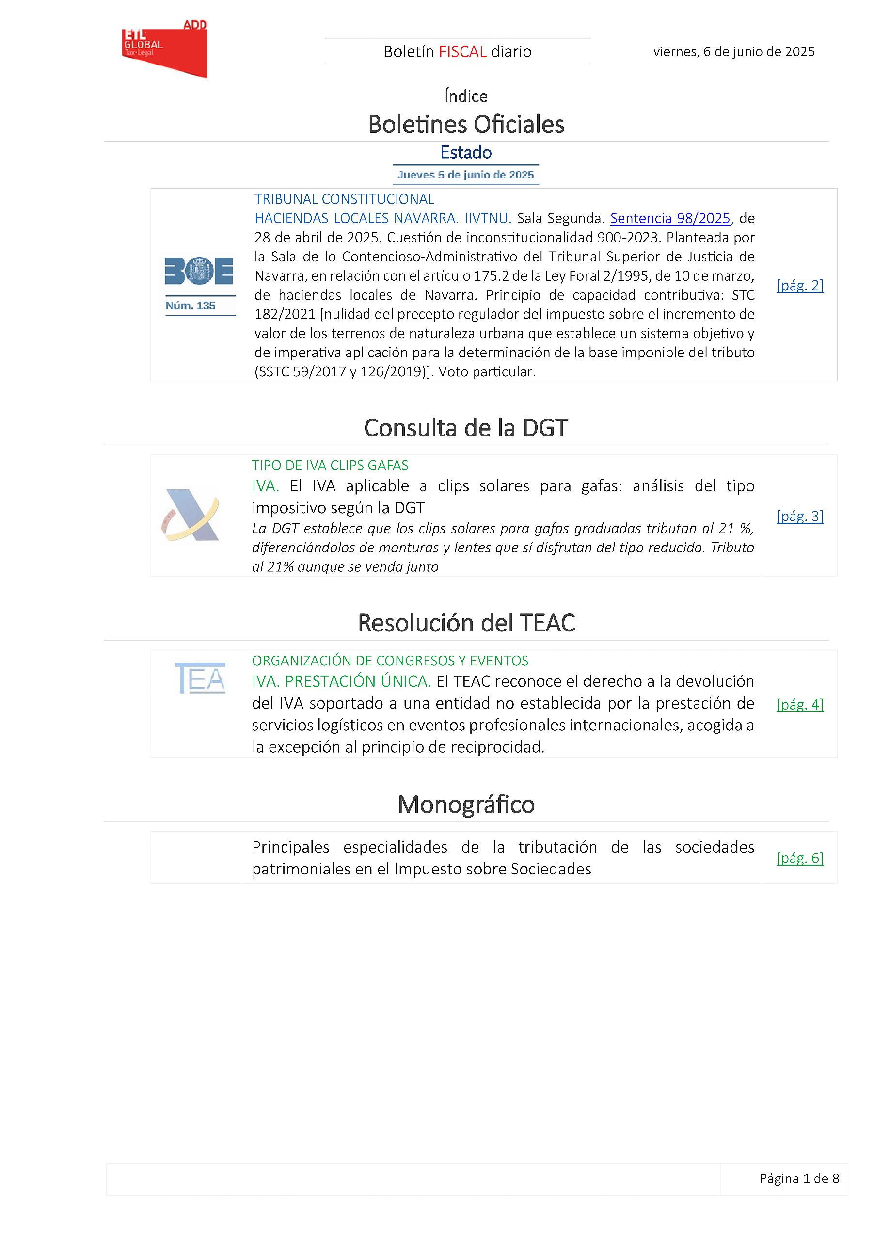 Boletín fiscal 06/06/2025