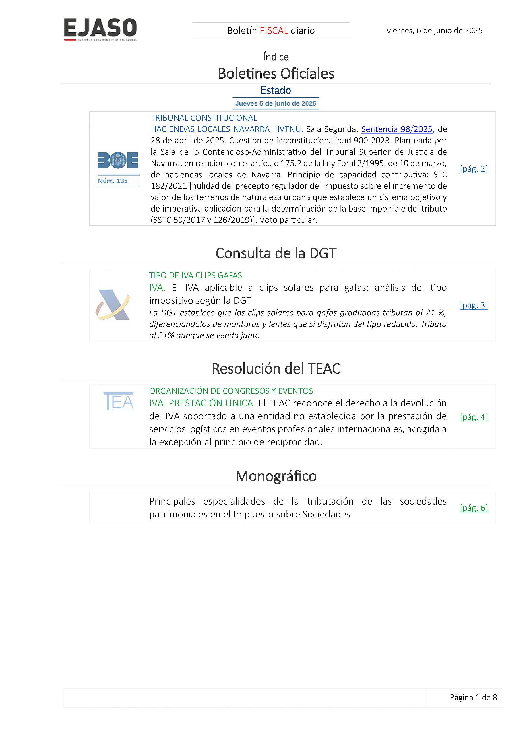 Boletín fiscal 06/06/2025