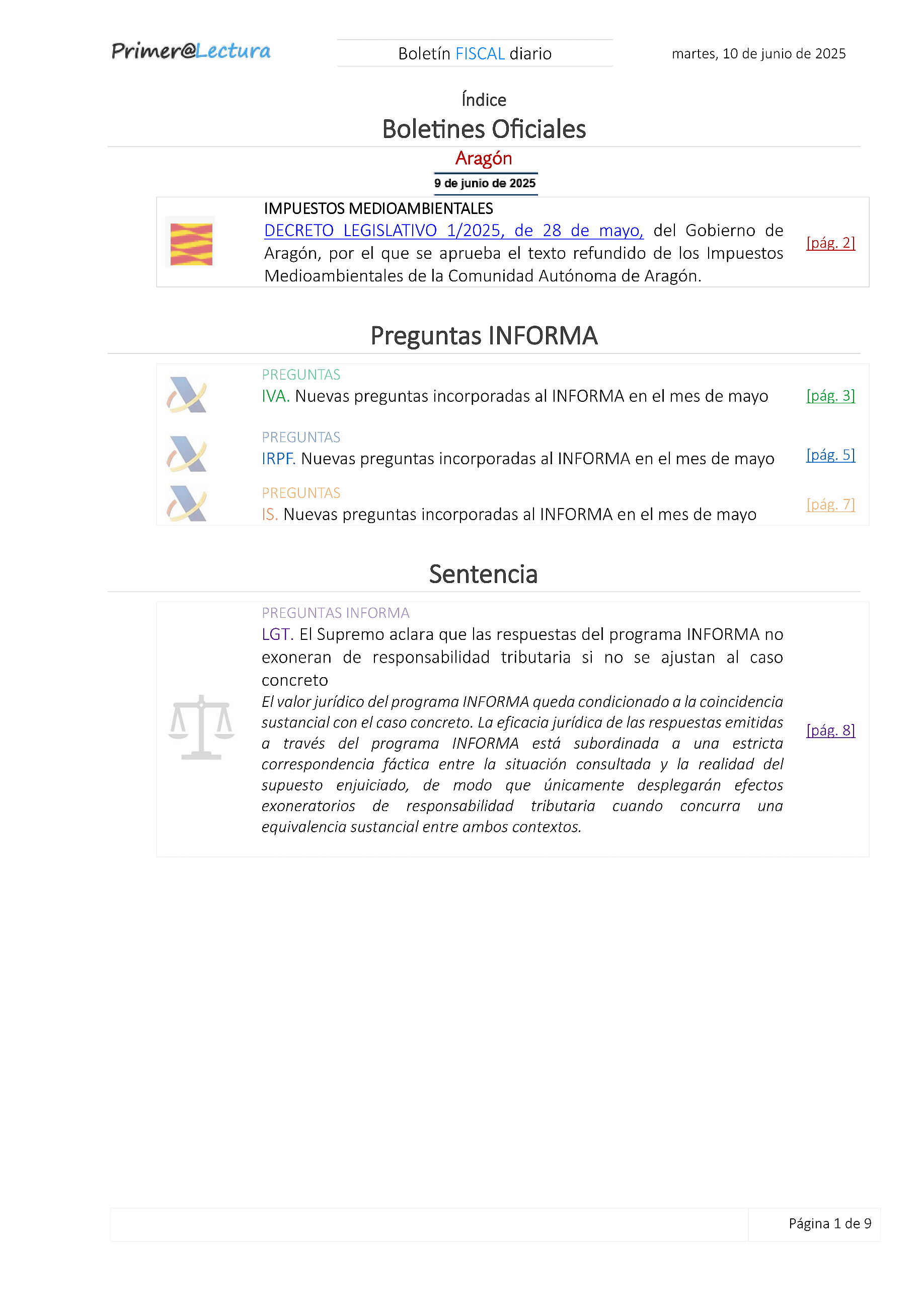 Boletín fiscal 10/06/2025