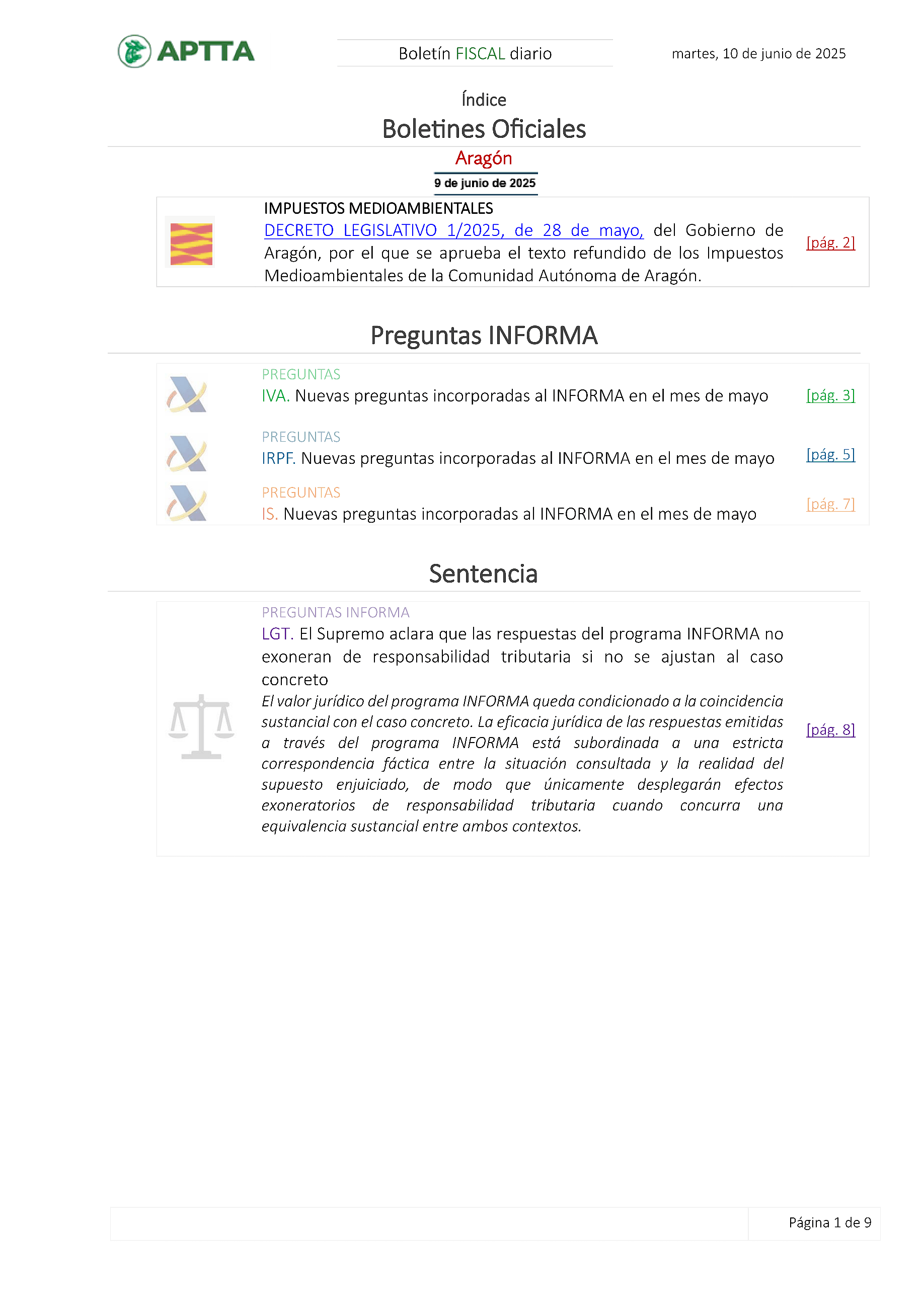 Boletín fiscal 10/06/2025