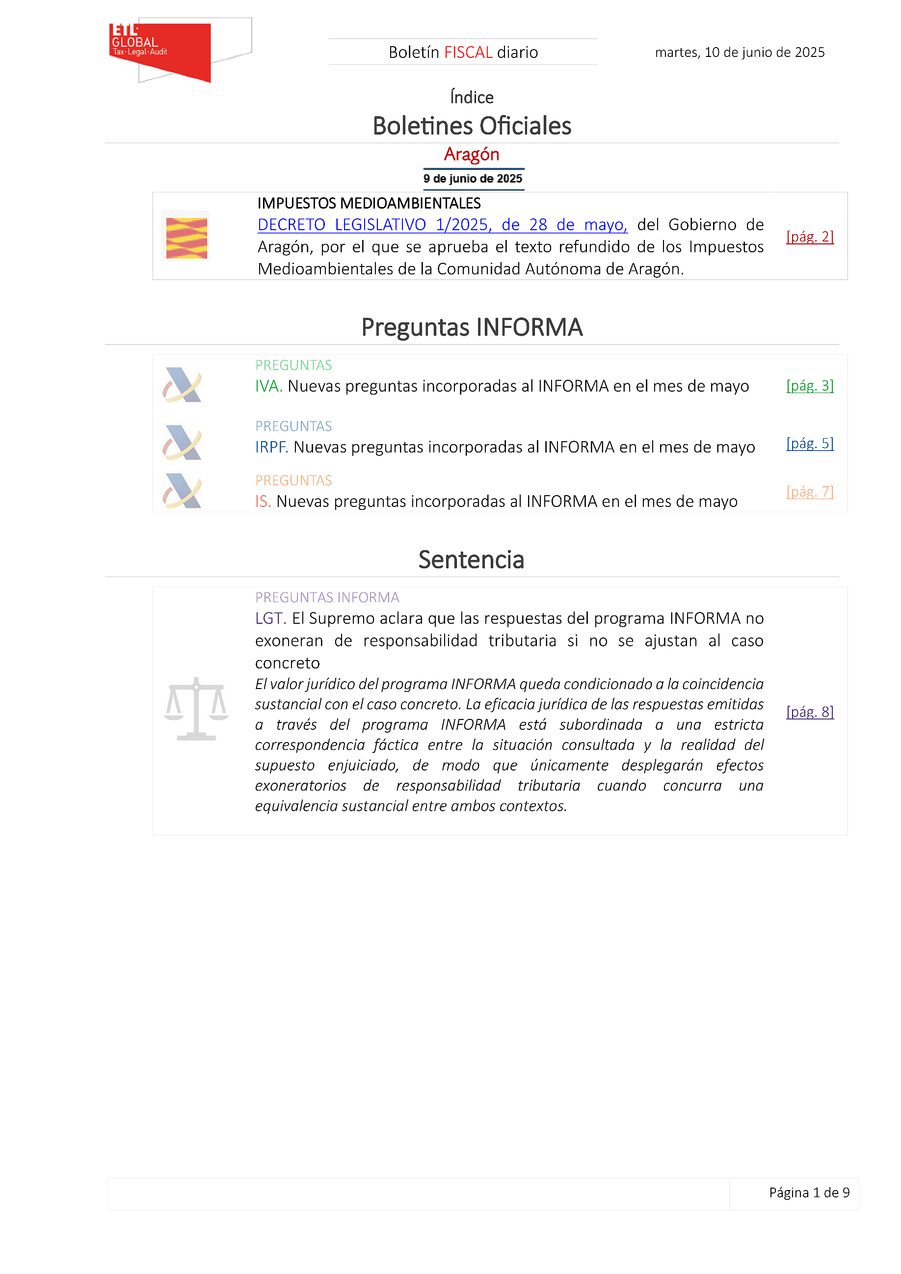 Boletín fiscal 10/06/2025