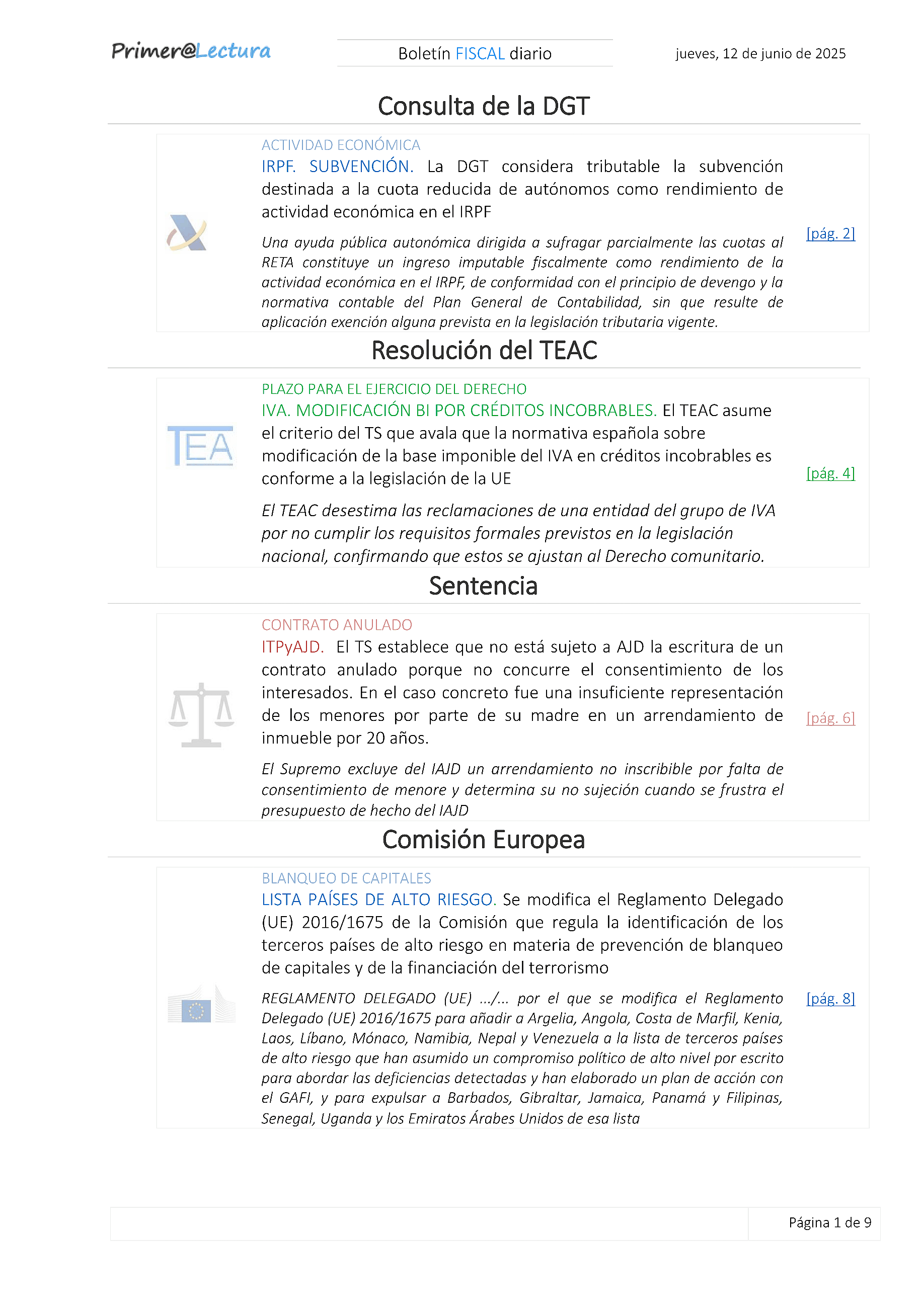 Boletín fiscal 12/06/2025