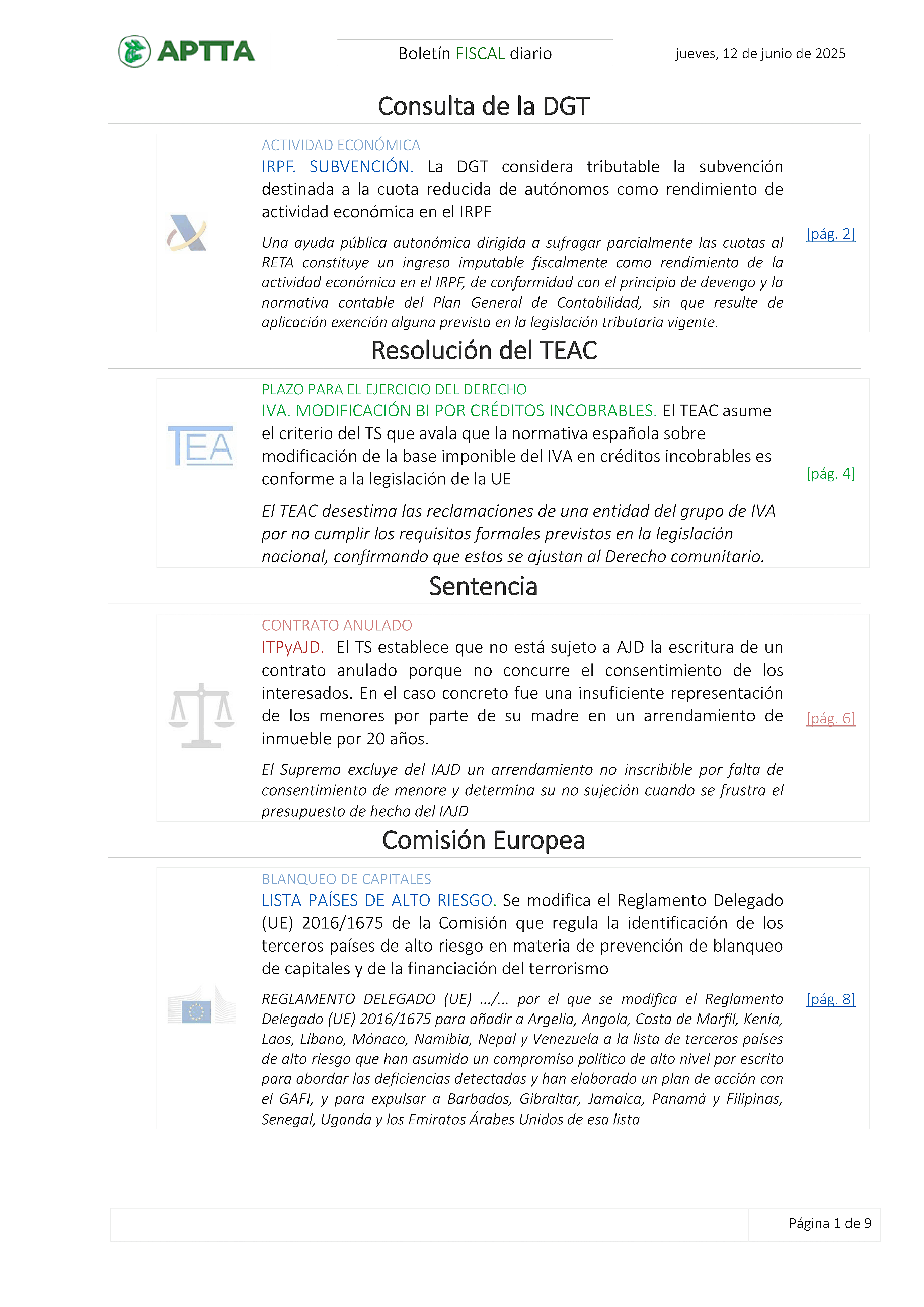 Boletín fiscal 12/06/2025