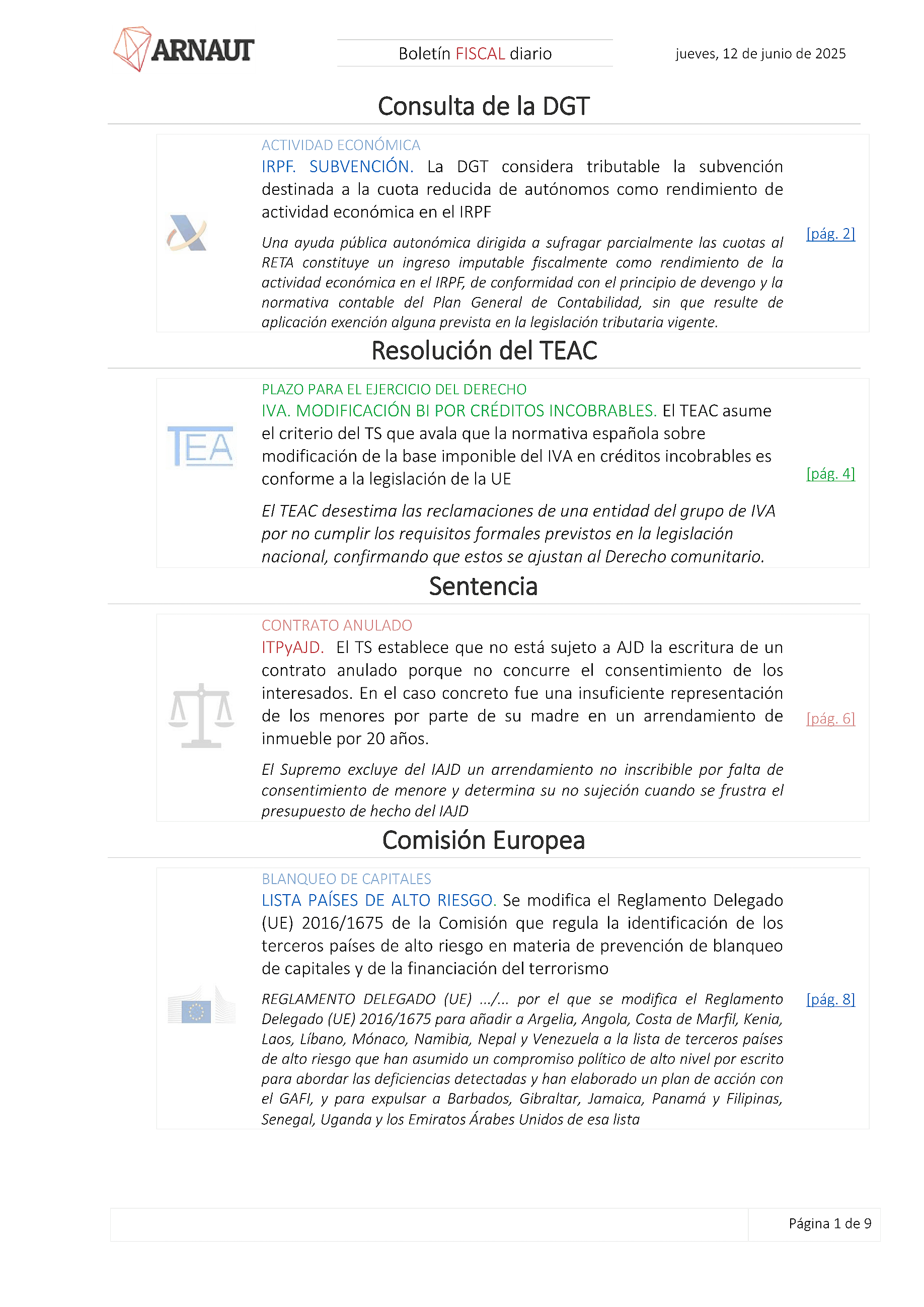 Boletín fiscal 12/06/2025
