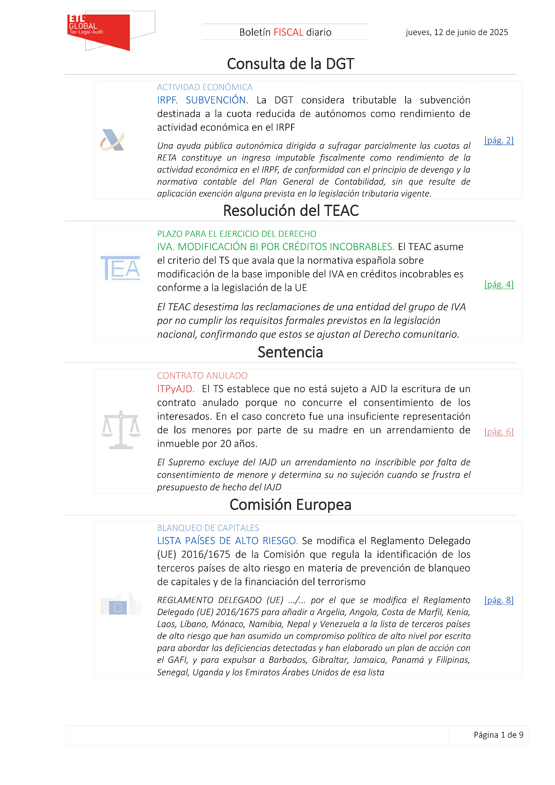 Boletín fiscal 12/06/2025