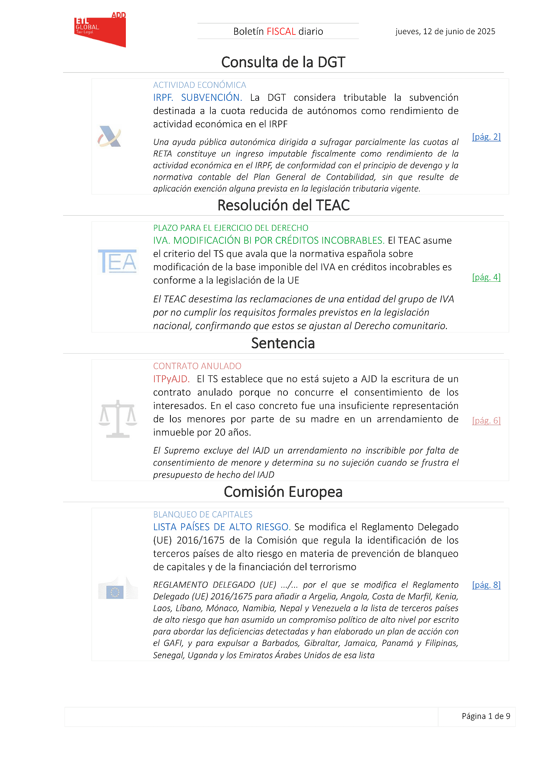 Boletín fiscal 12/06/2025