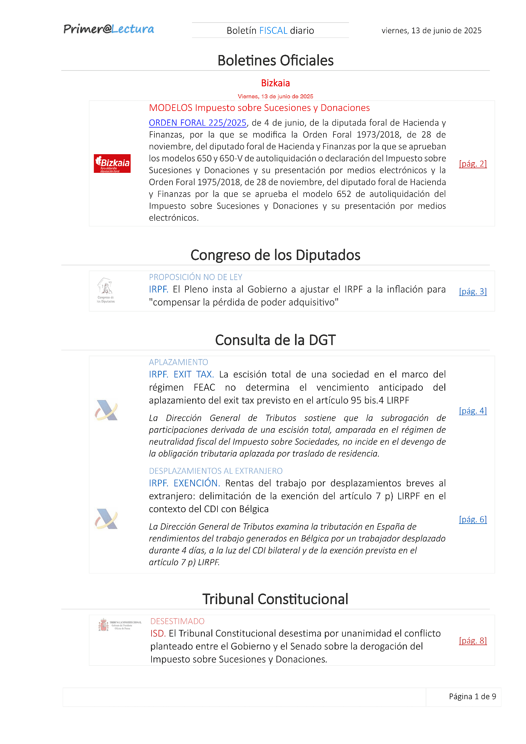 Boletín fiscal 13/06/2025