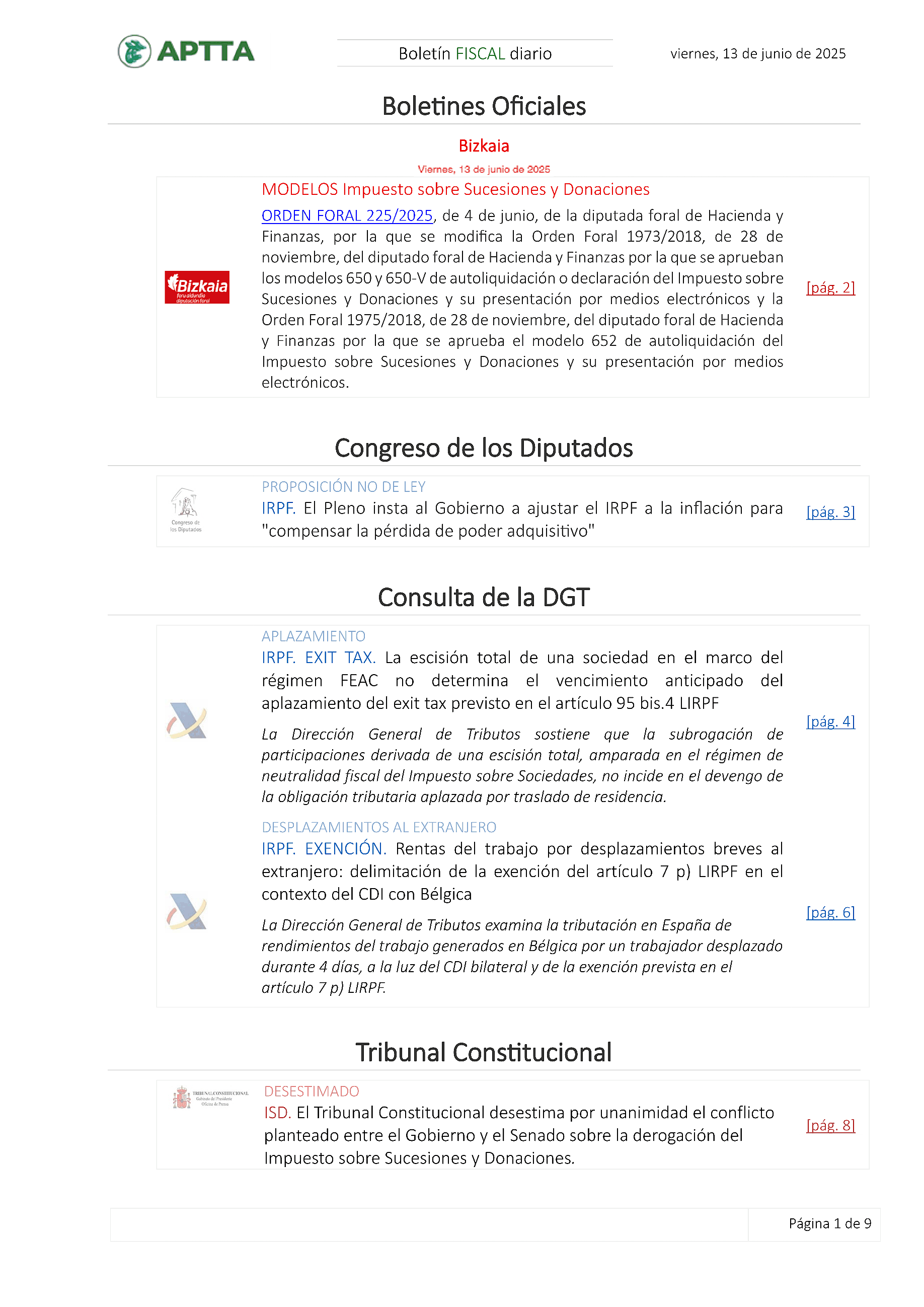 Boletín fiscal 13/06/2025