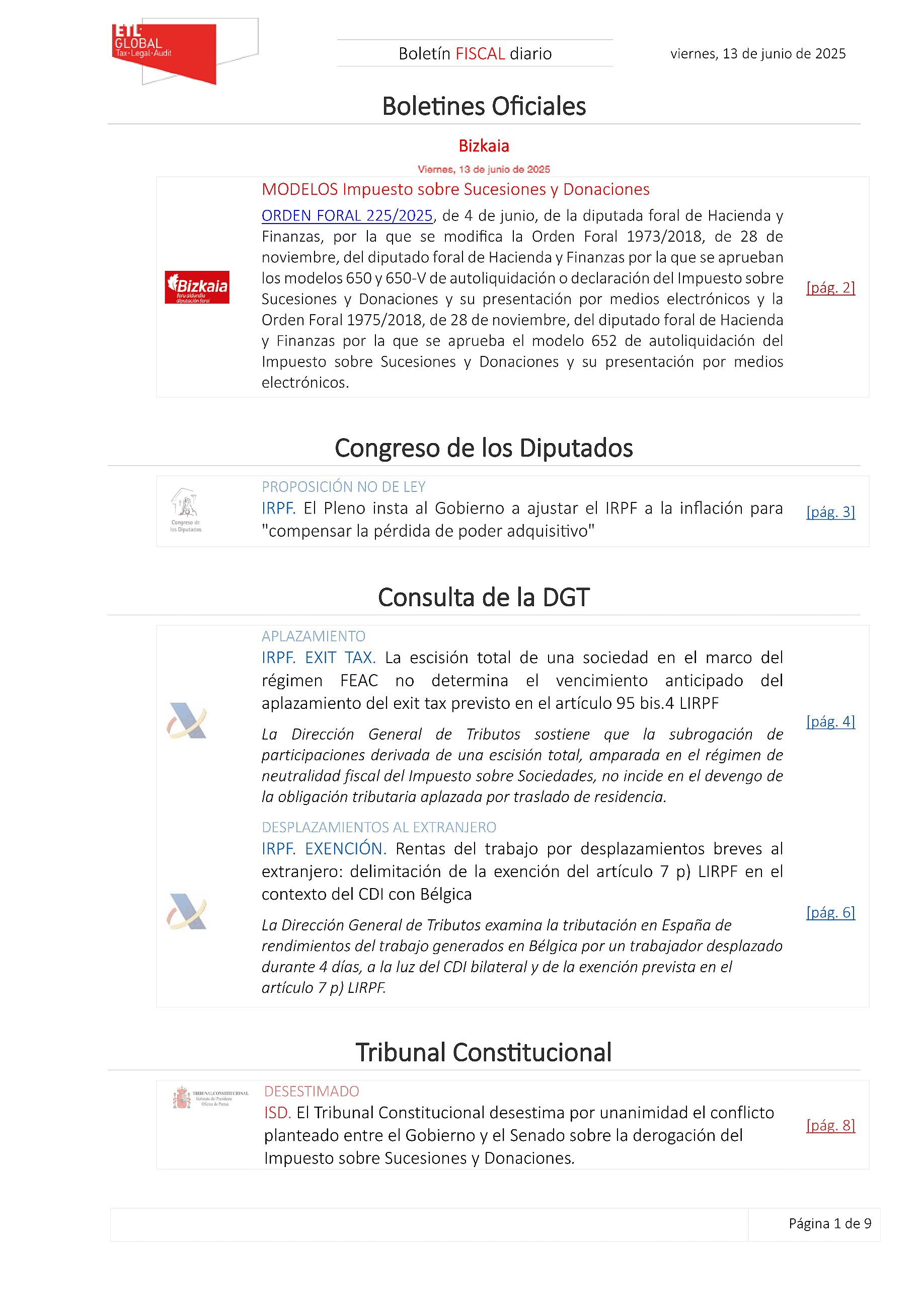 Boletín fiscal 13/06/2025