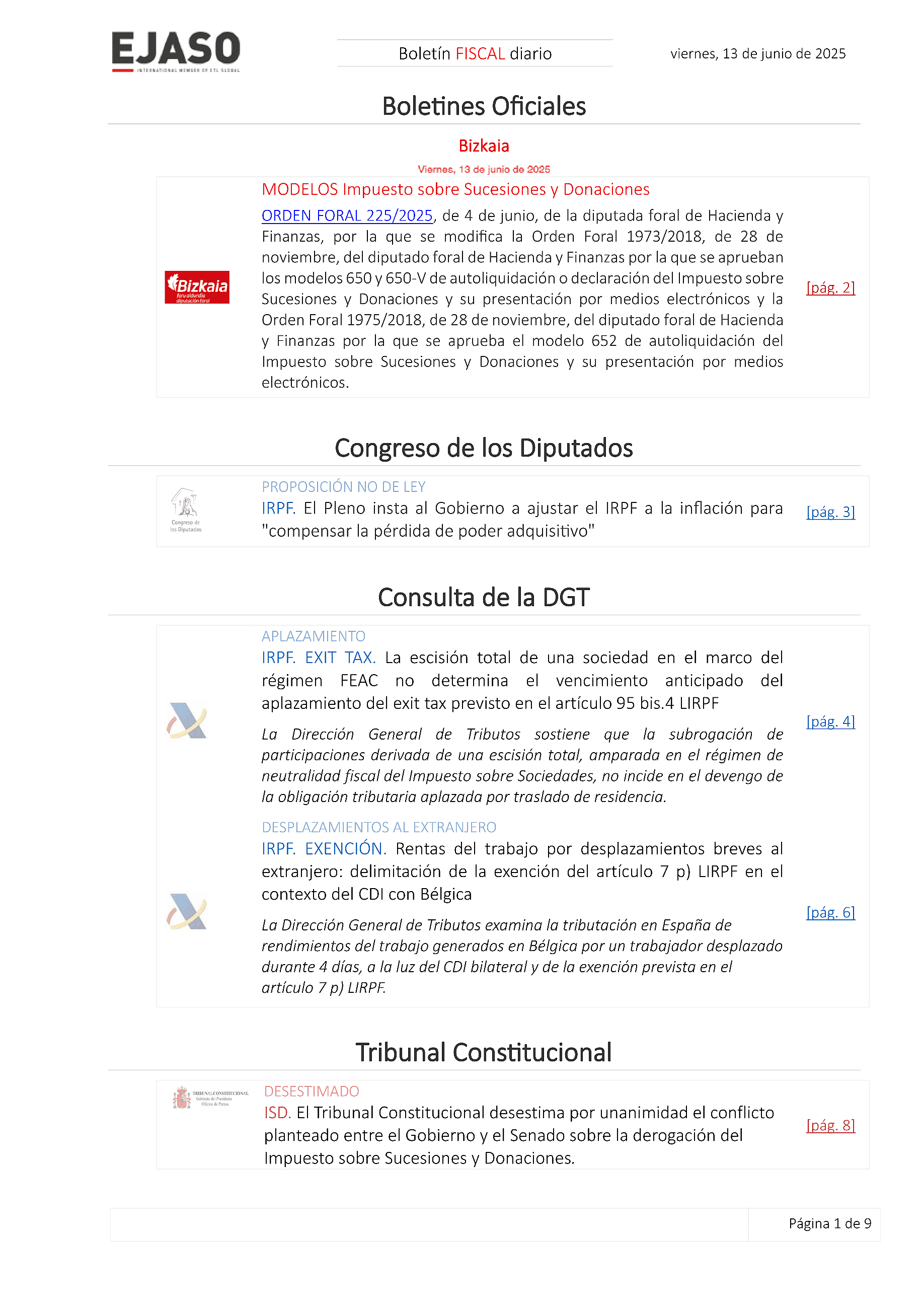 Boletín fiscal 13/06/2025