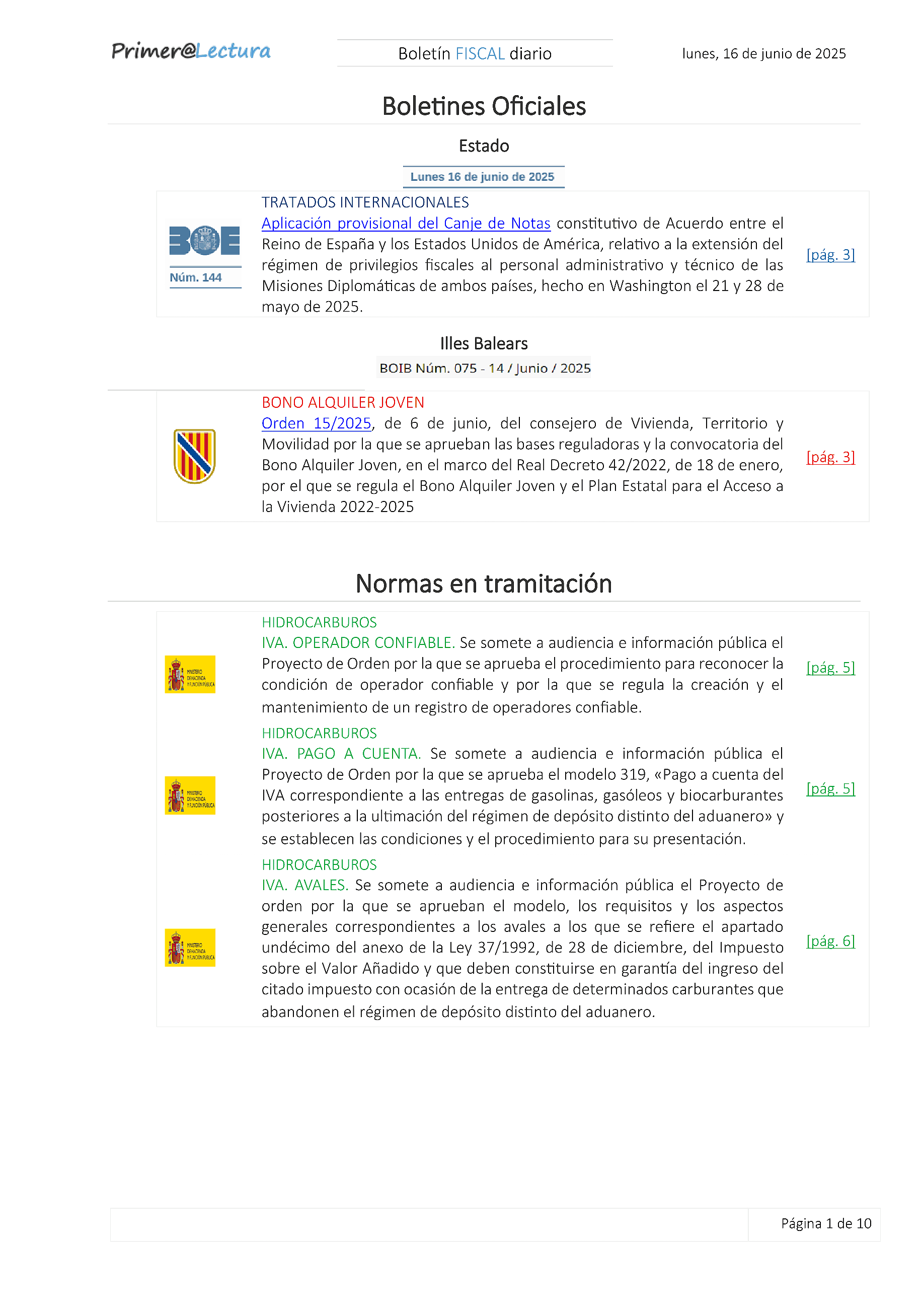 Boletín fiscal 16/06/2025