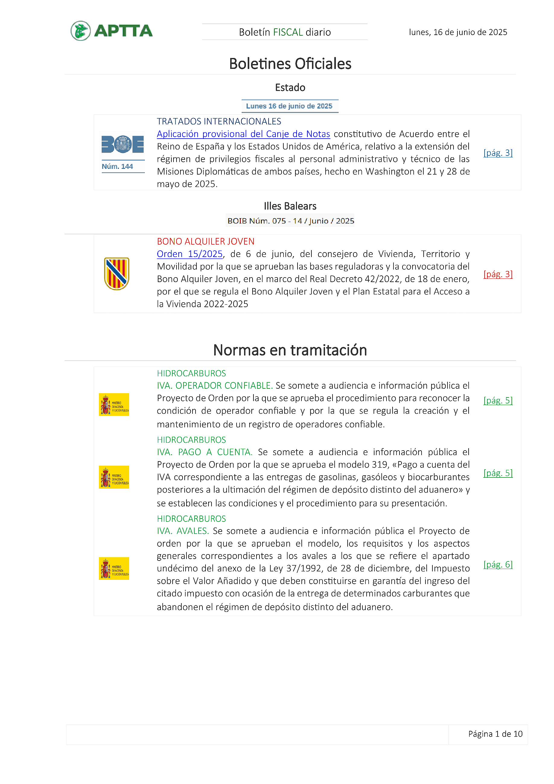 Boletín fiscal 16/06/2025