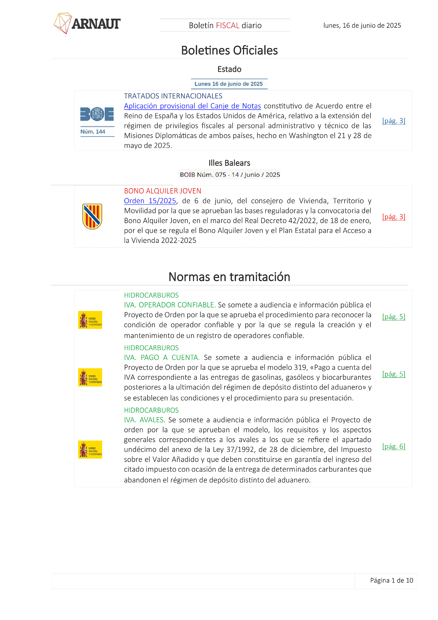 Boletín fiscal 16/06/2025