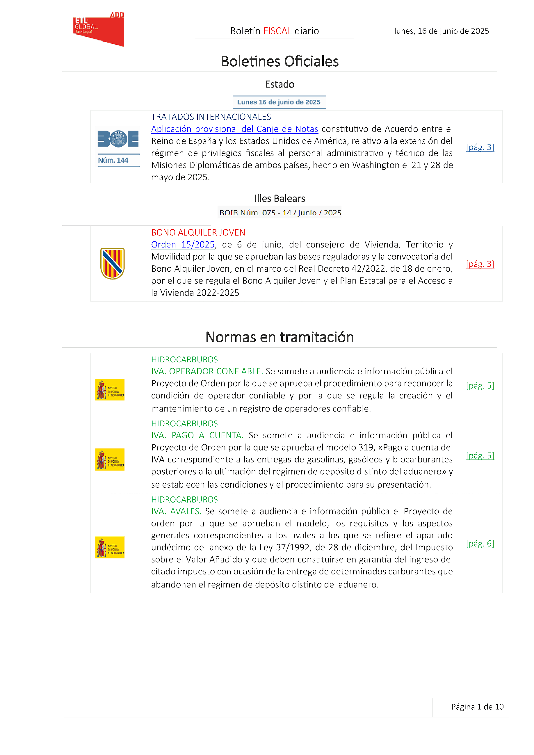 Boletín fiscal 16/06/2025